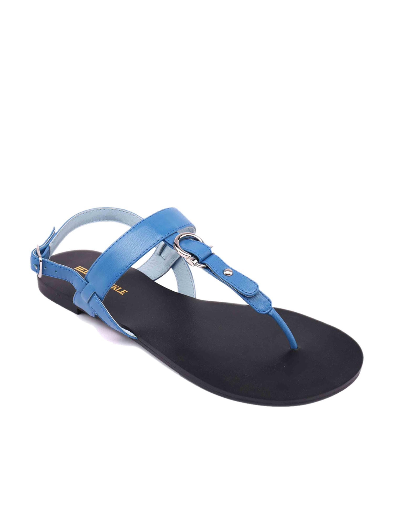 blue t strap sandals