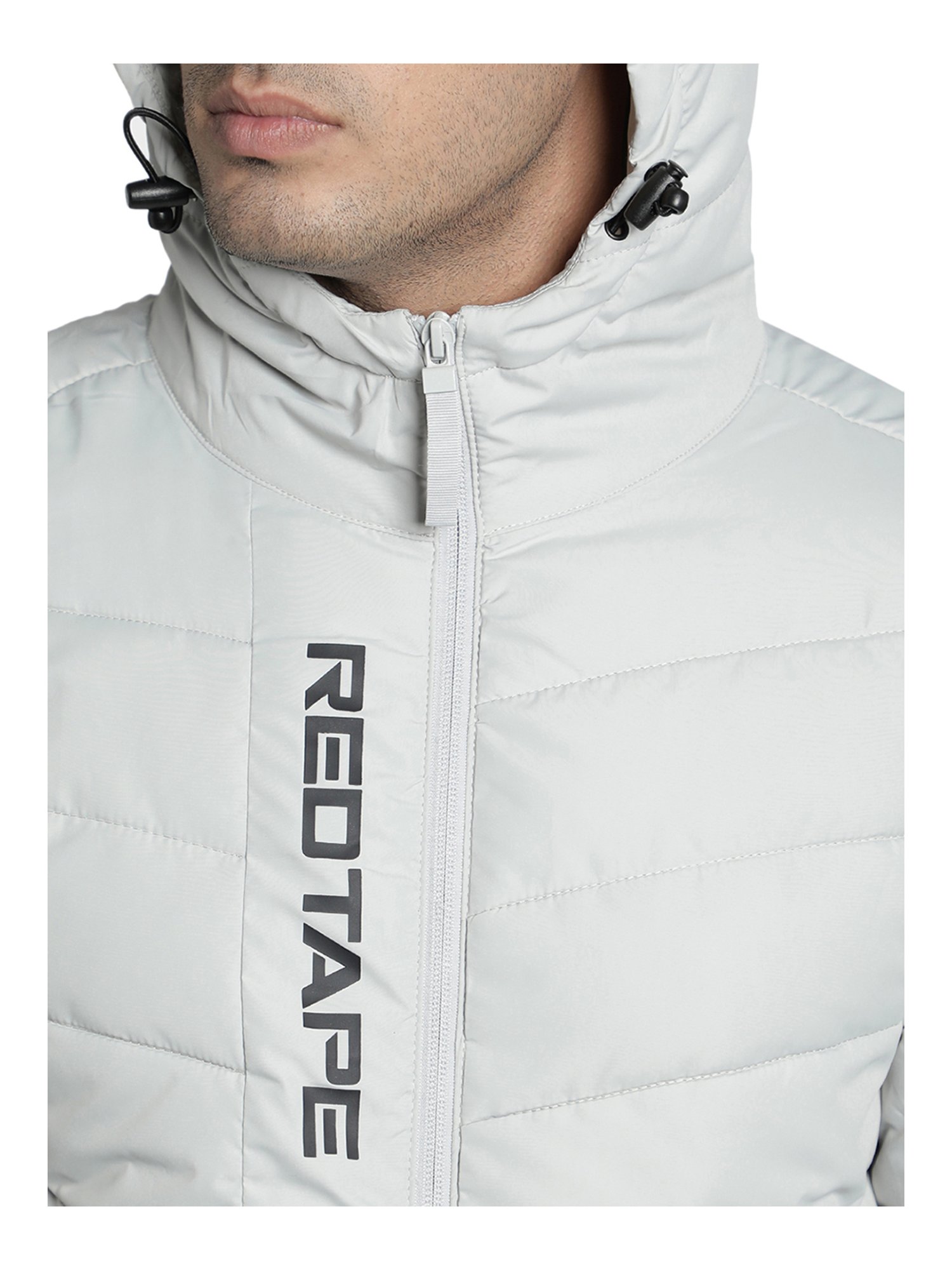 Buy Red Tape Charcoal Grey Solid Polyester Men's Padded Jacket online