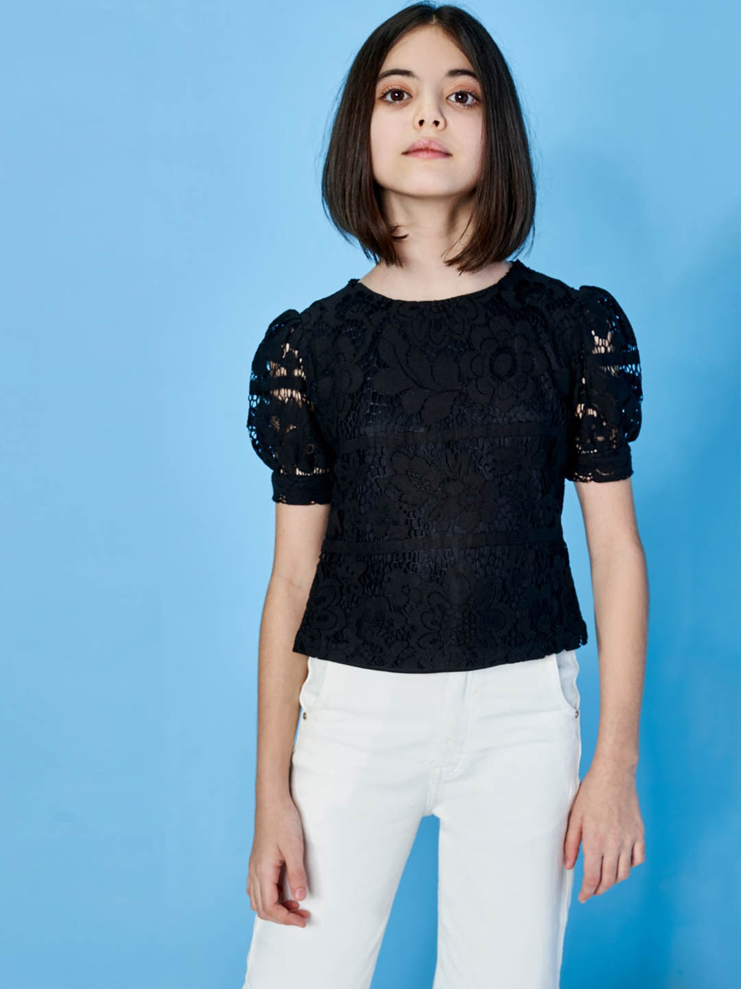 Buy AND girl Black Lace Top for Girls Clothing Online @ Tata CLiQ