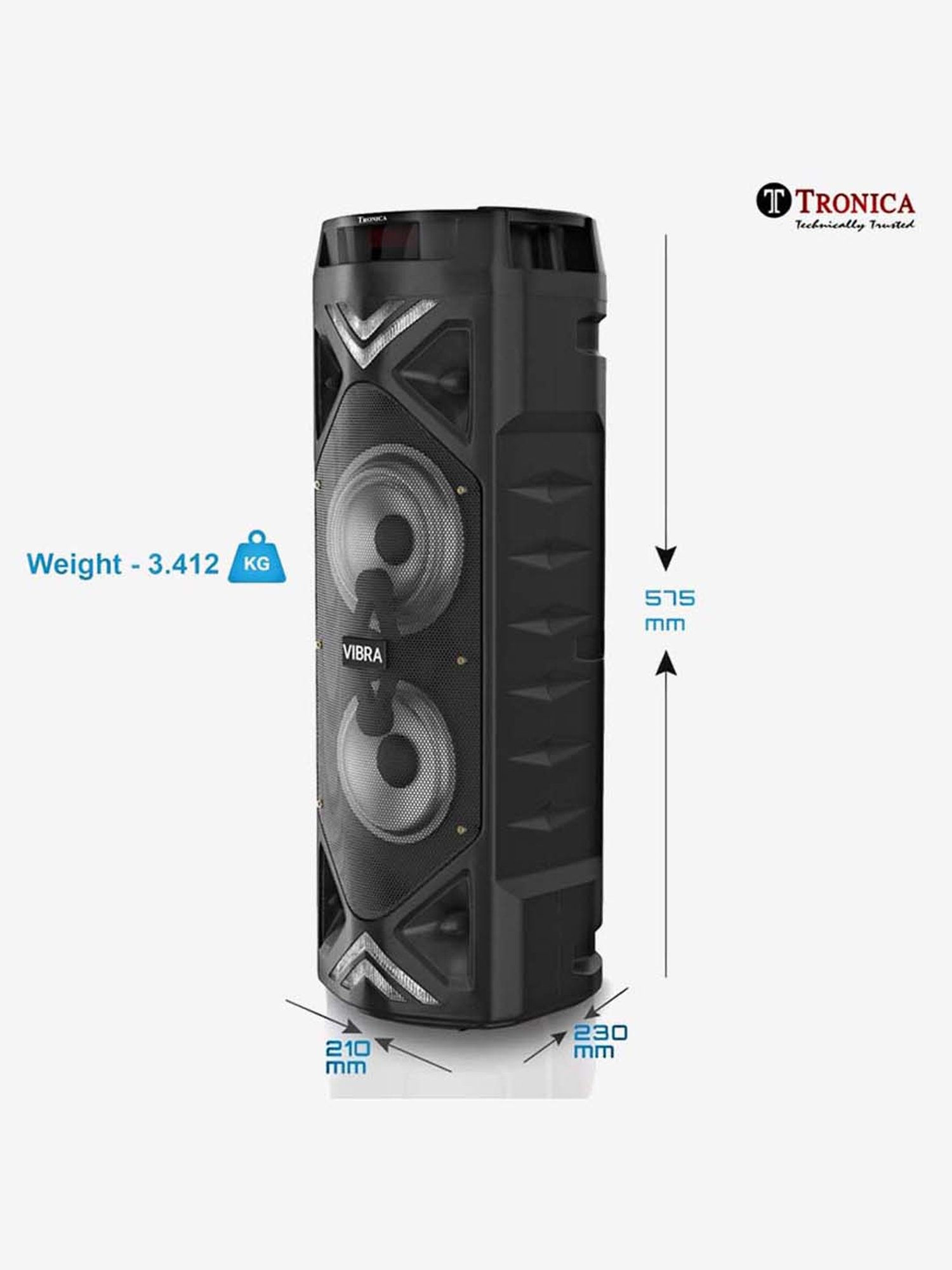 tronica dual 6.5 vibra party speaker