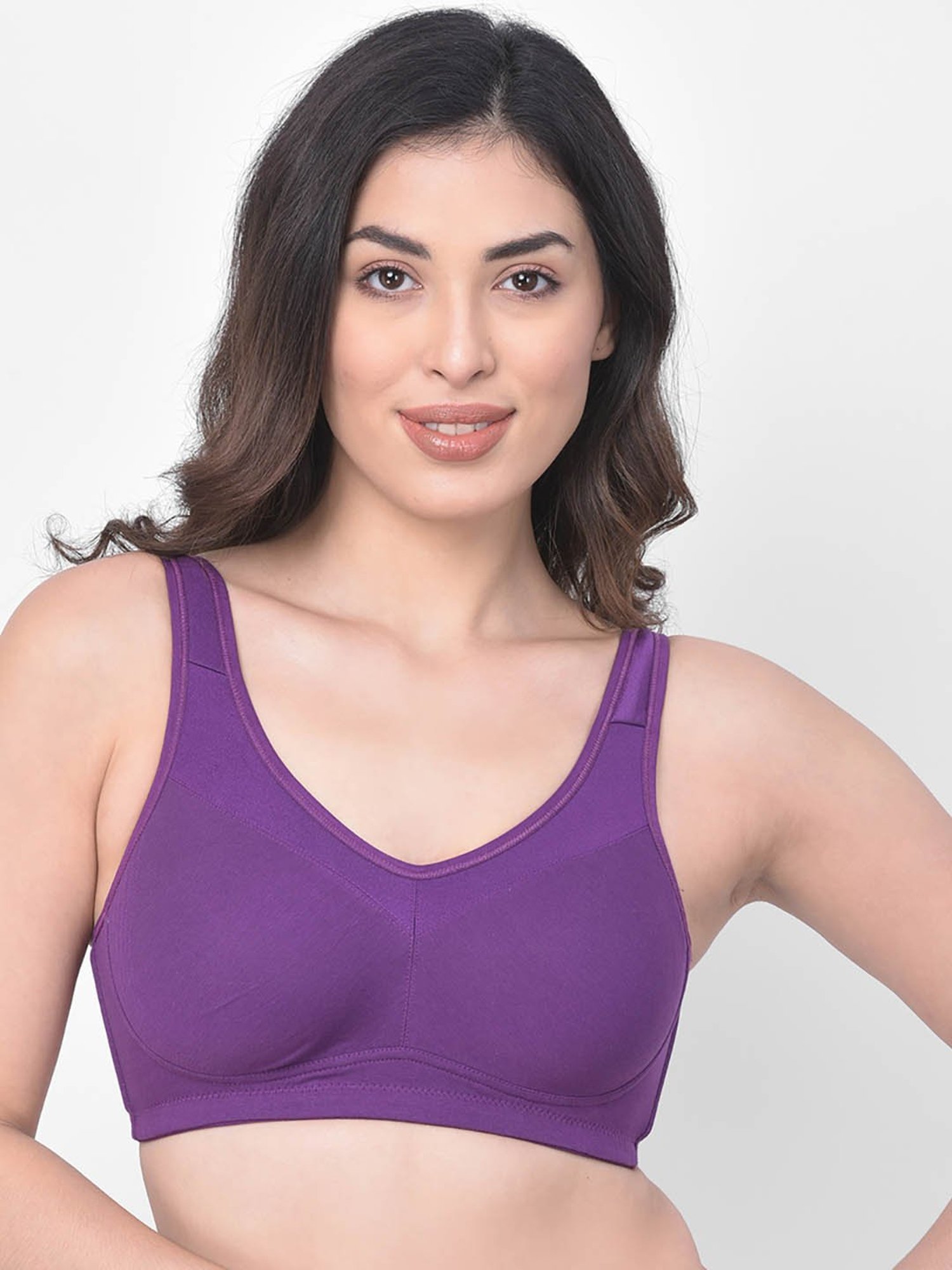 Clovia Purple T-Shirt Bra With Transparent Strap