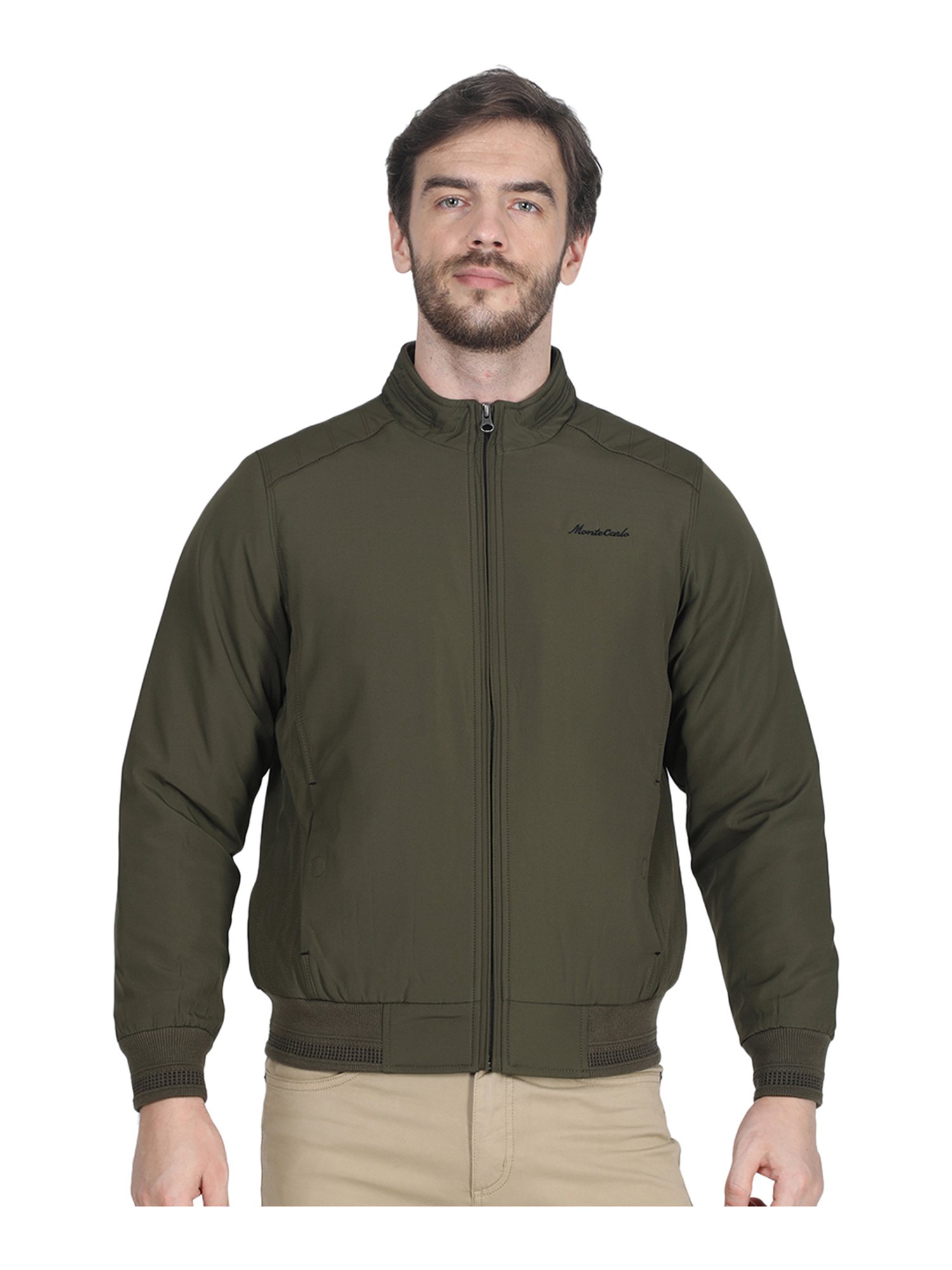 Buy Monte Carlo Olive Full Sleeves Mock Collar Jacket for Men's Online @  Tata CLiQ