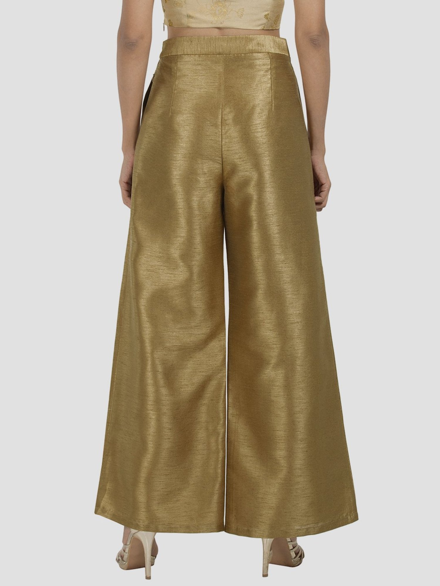 Indya Ethnic Bottoms  Indya Rose Gold Foil Flared Palazzo Pants Online   Nykaa Fashion