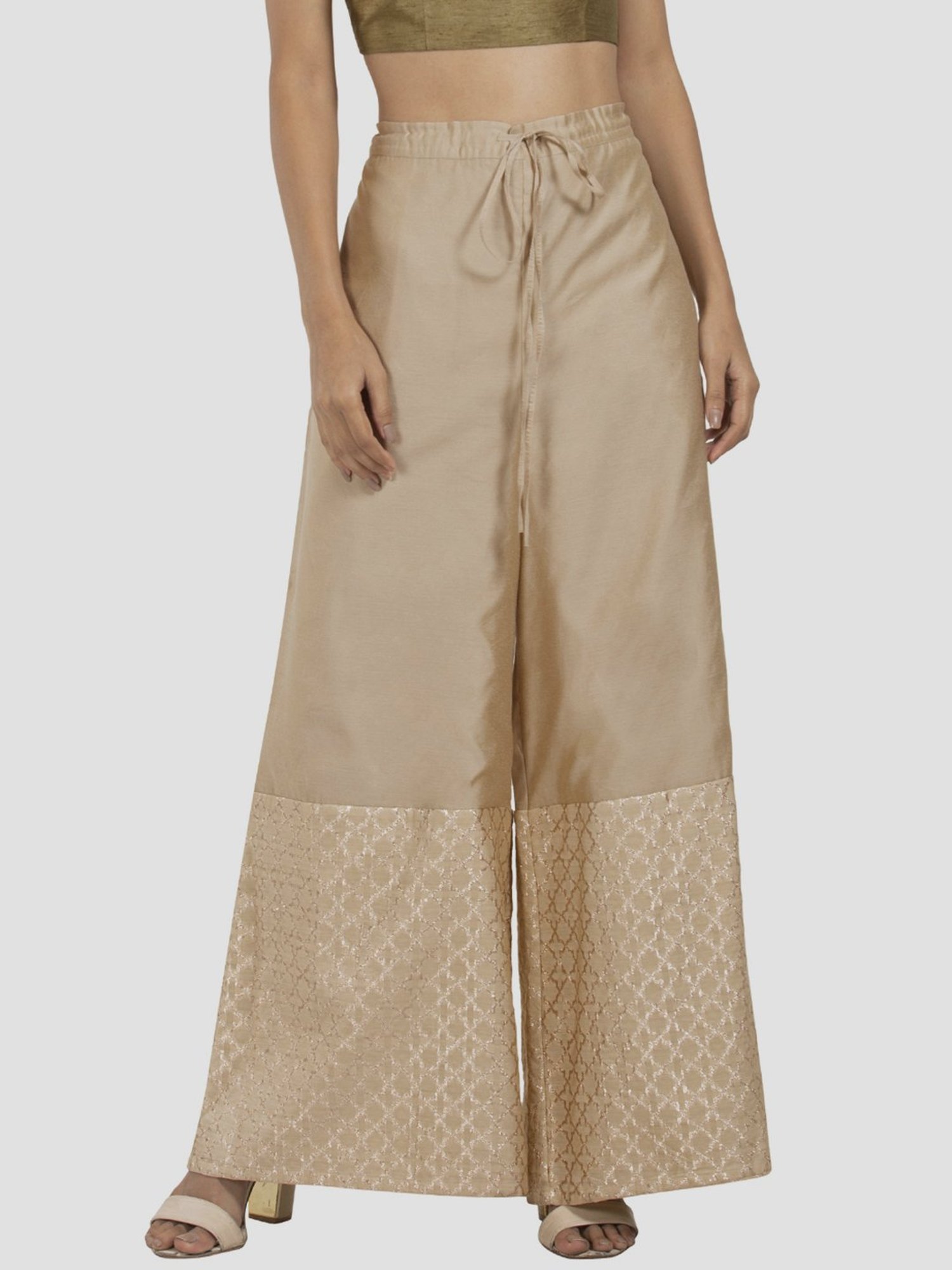 Buy online Black Brocade Silk Palazzo Pants from bottom wear for Women by  9rasa for ₹1999 at 0% off | 2023 Limeroad.com