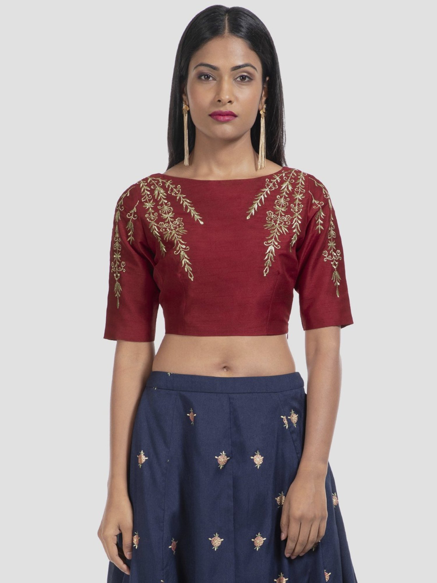 Maroon crop top clearance ethnic