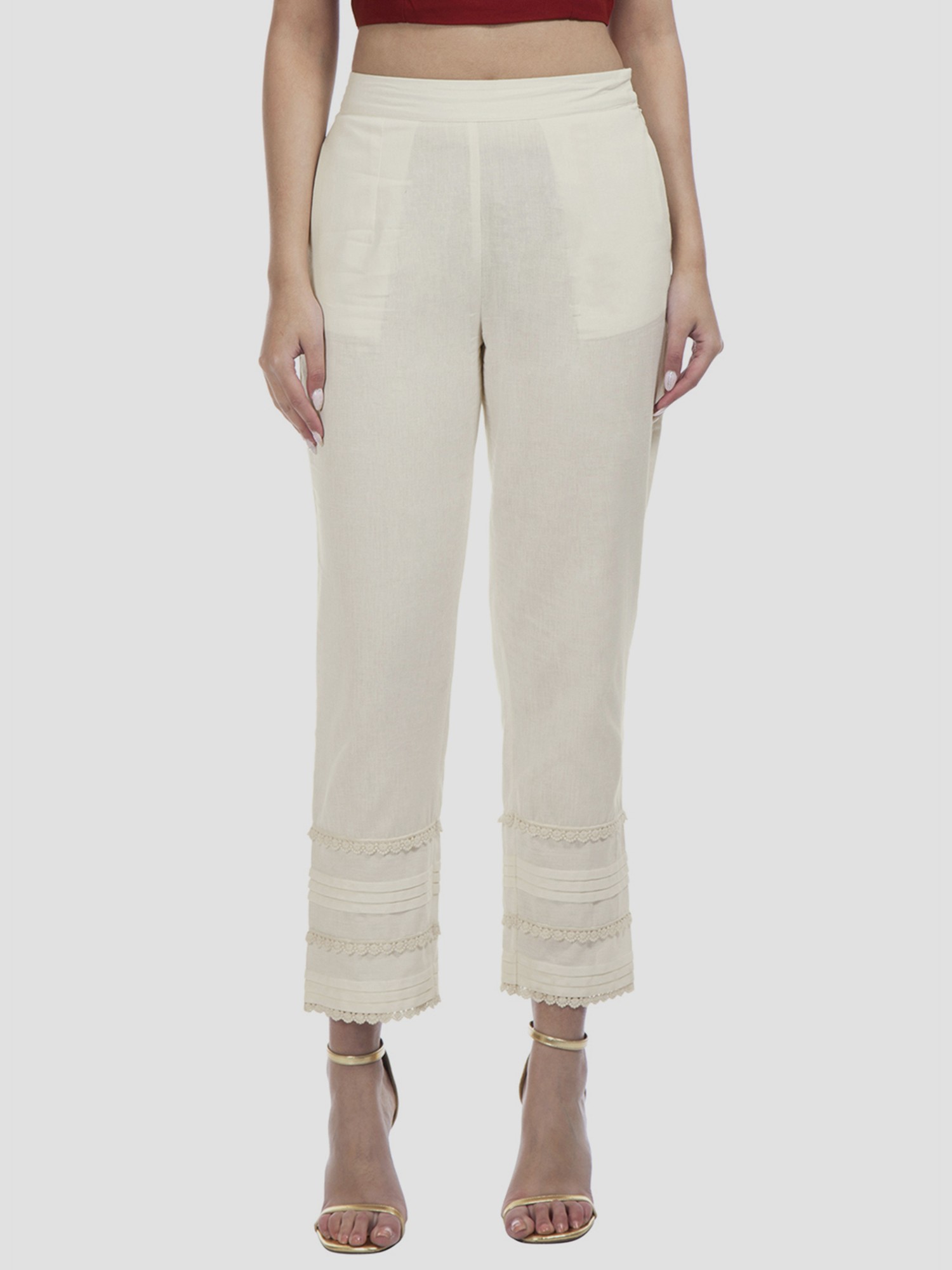 Buy INDYA Solid Silk Regular Fit Women's Casual Pants | Shoppers Stop