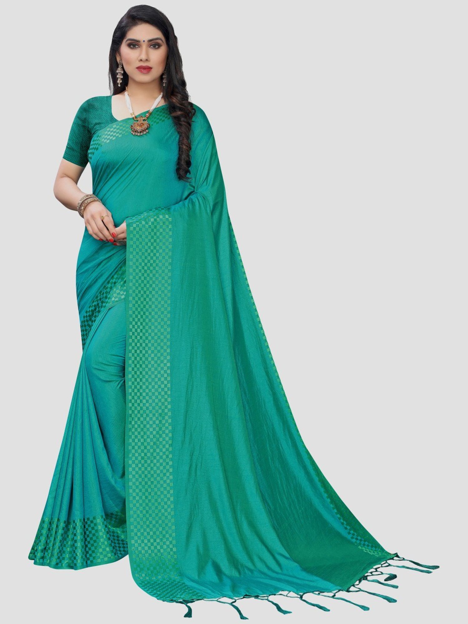 Buy Saree Mall Sea Green Saree With Unstitched Blouse for Women Online @  Tata CLiQ