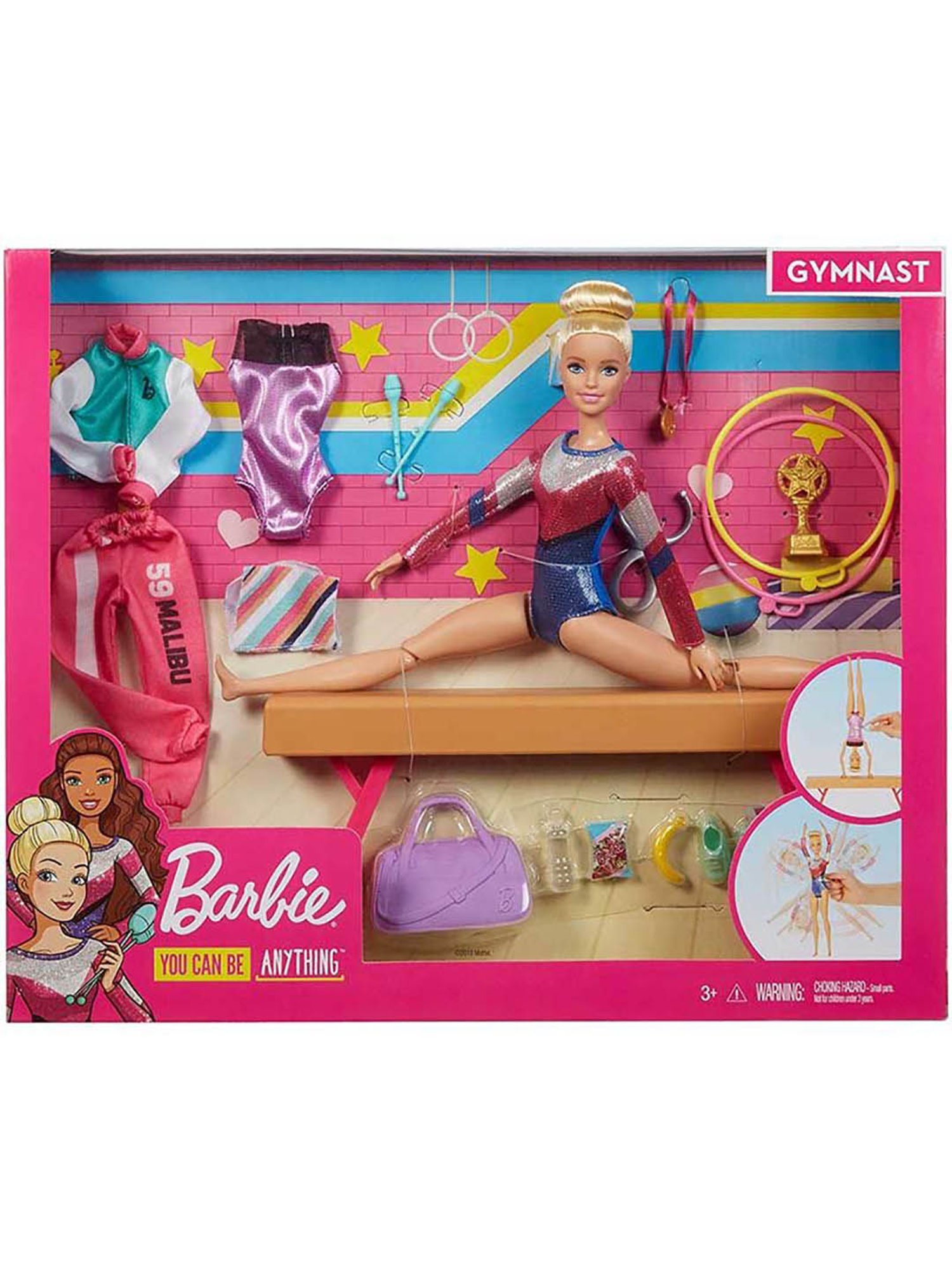 Barbie gymnastics playset 2024 with doll balance beam