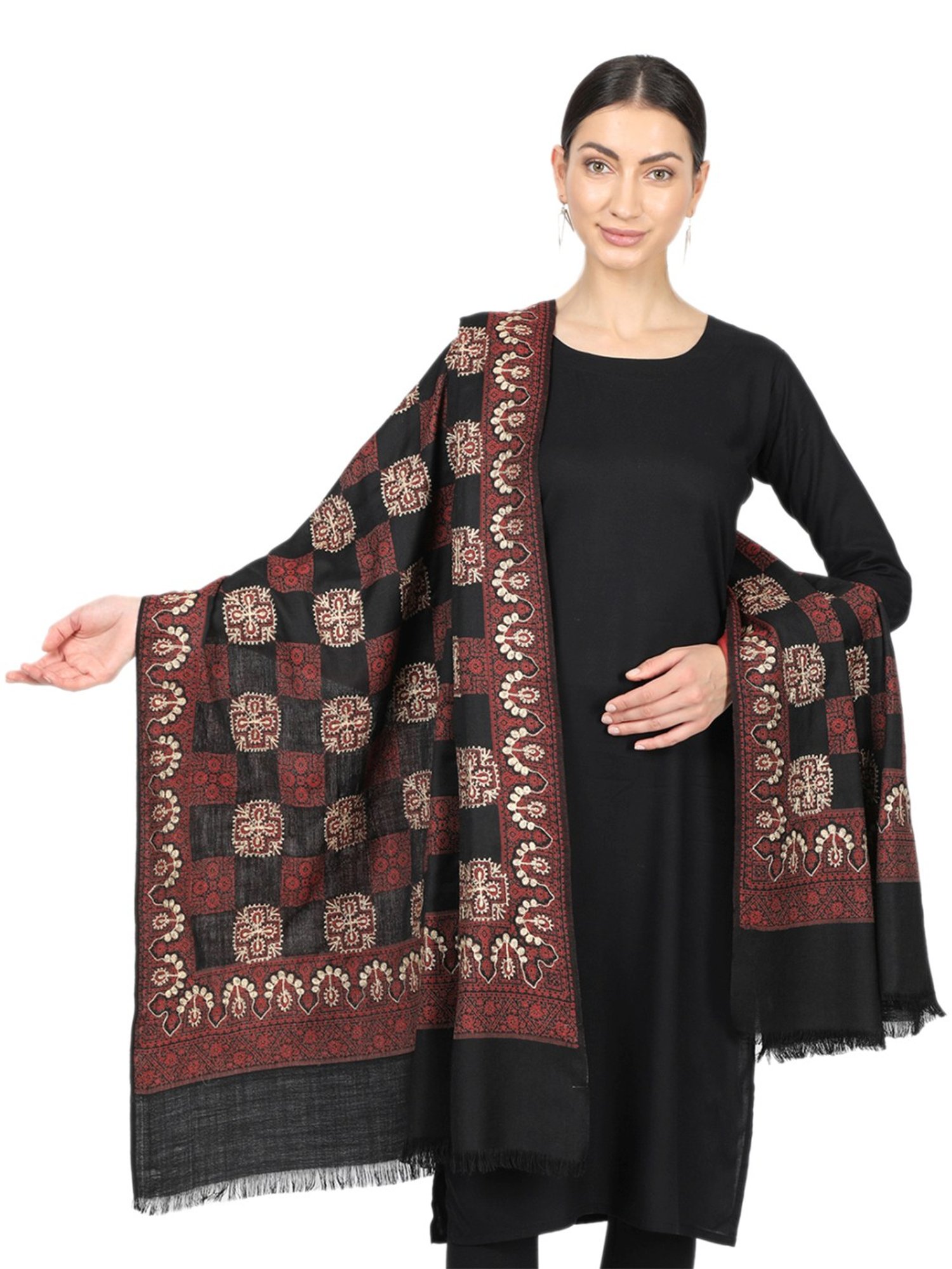 Buy Monte Carlo Black Printed Shawl for Women Online @ Tata CLiQ