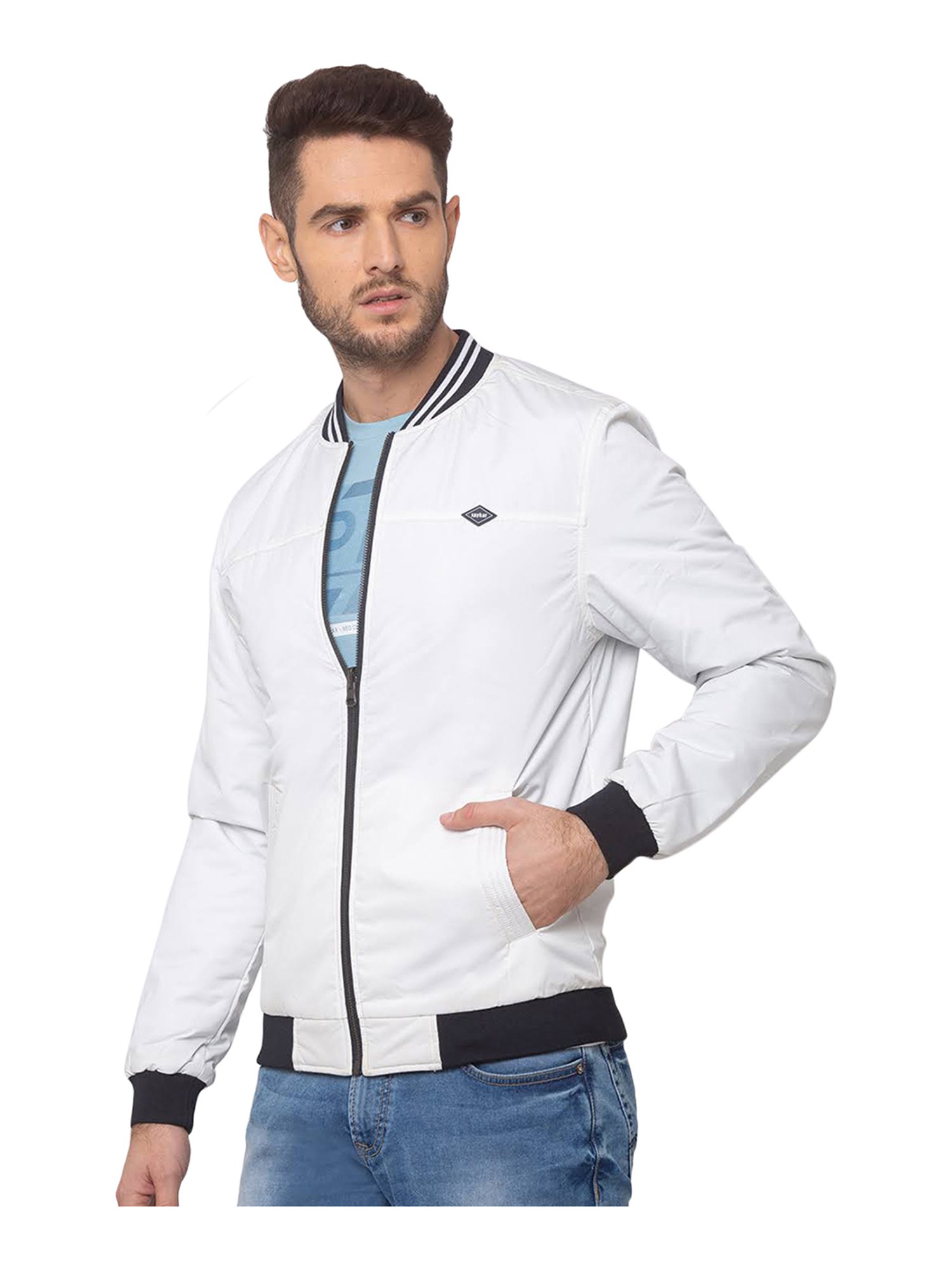 Buy Spykar White Full Sleeves Mandarin Collar Jacket for Men's Online @  Tata CLiQ