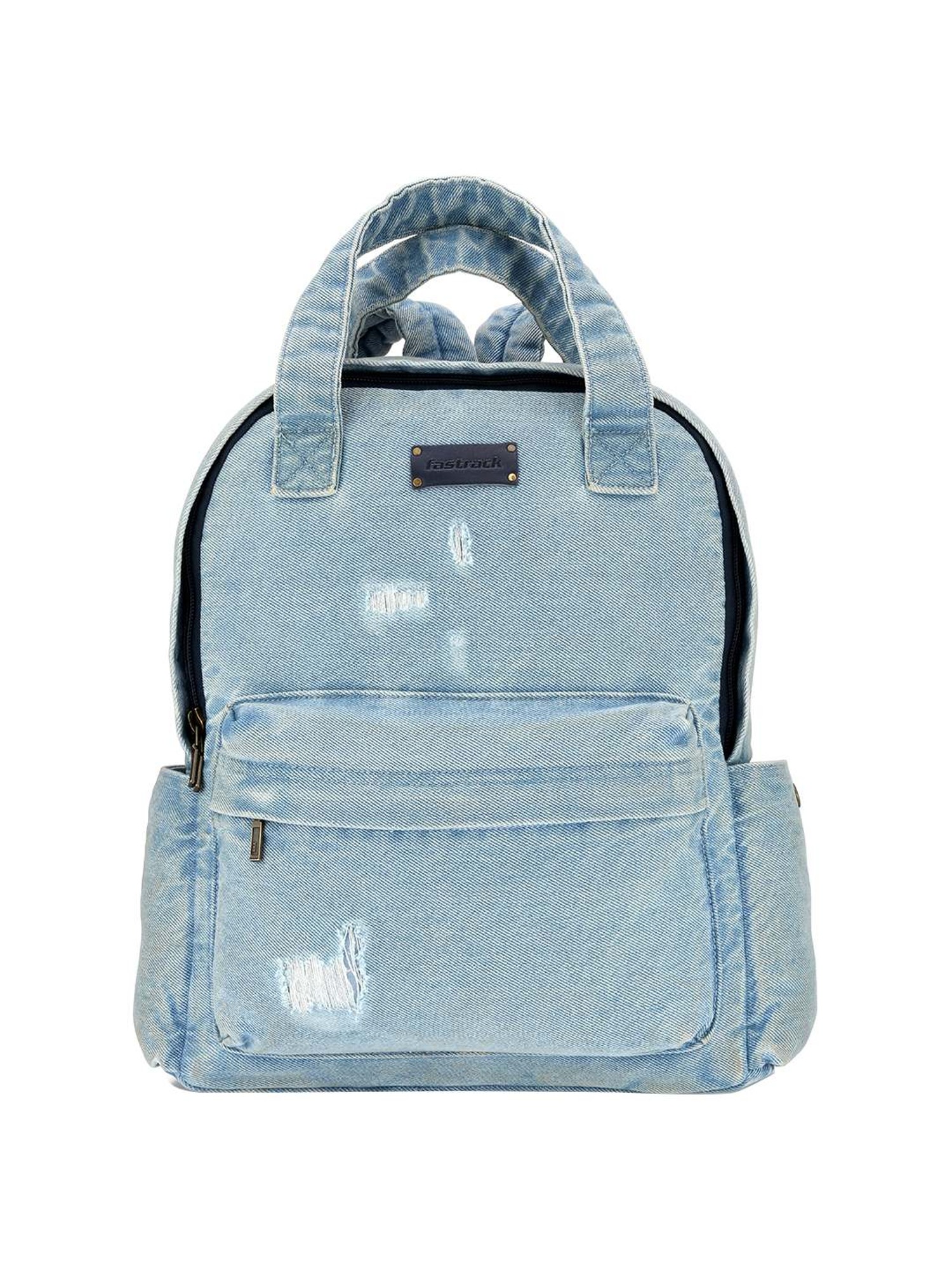 Get Contrast Zip Detail Denim Backpack at  1600  LBB Shop