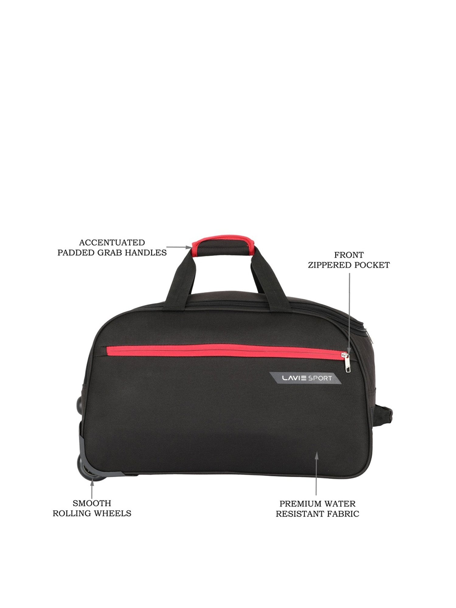 Buy LAVIE SPORT Black Medium Duffle Trolley Bag Online At Best Price @ Tata  CLiQ