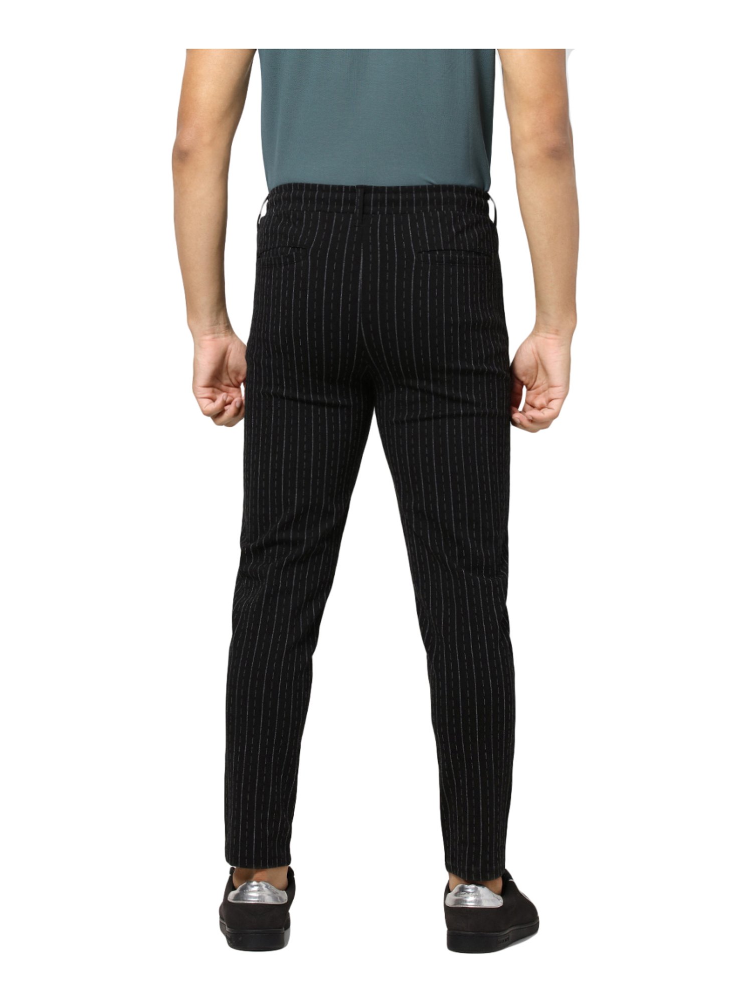 Brand Mens Pinstripe Pants Casual Elastic Long Trousers Cotton Gray Black  Skinny Work Pant For Male Classic Pantalon Jogging  Suit Pants  AliExpress