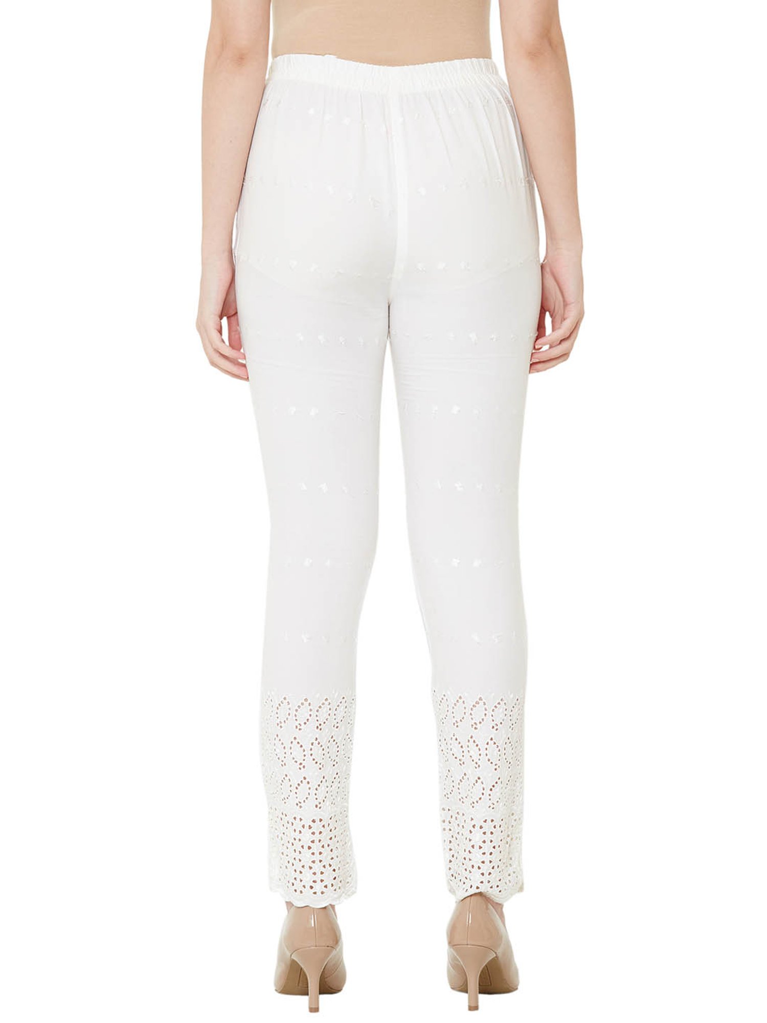 Buy online White Solid Flant Front Trouser from bottom wear for Women by De  Moza for 649 at 50 off  2023 Limeroadcom