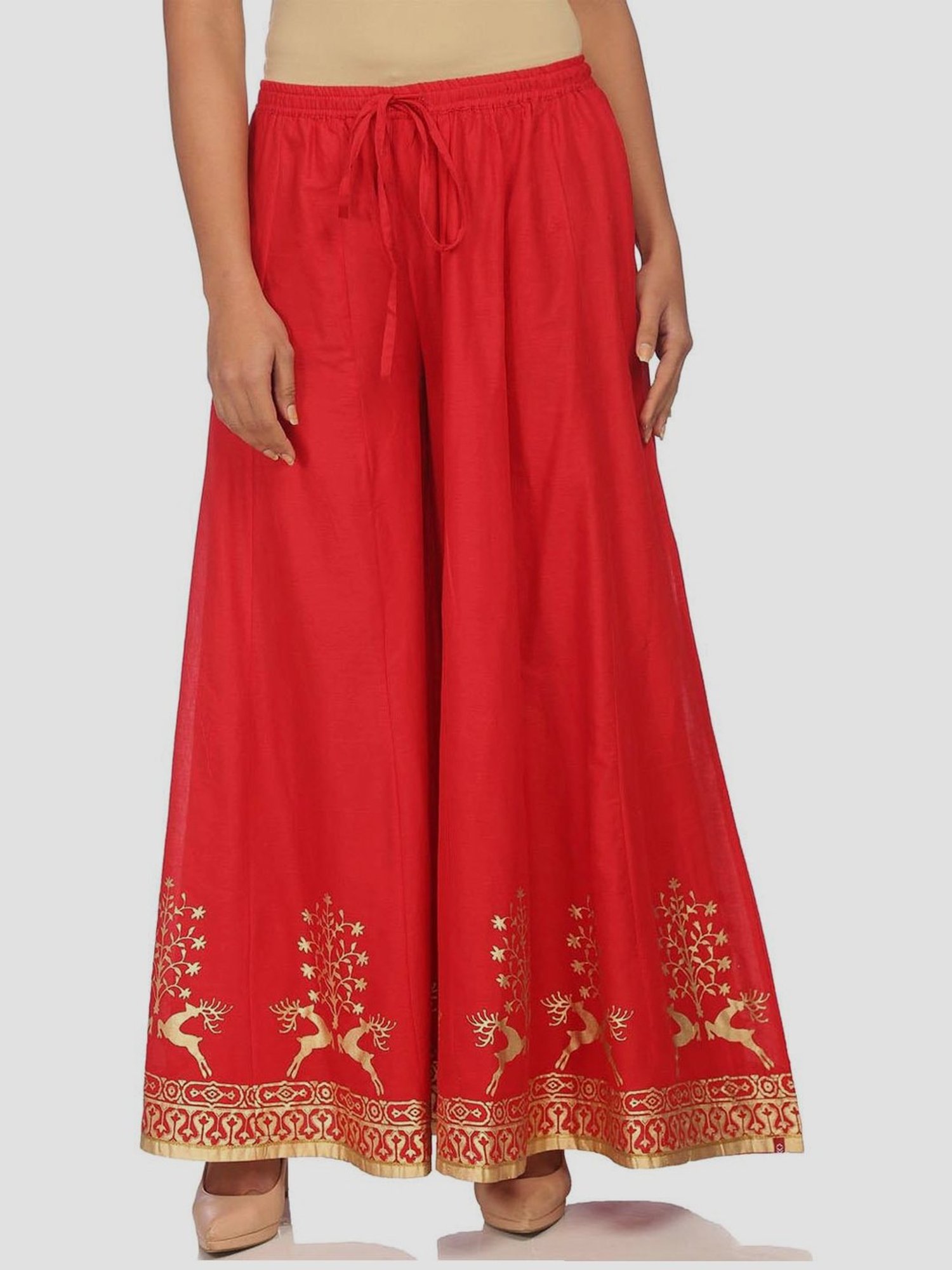 Buy Biba Red Cotton Printed Palazzos for Women Online @ Tata CLiQ