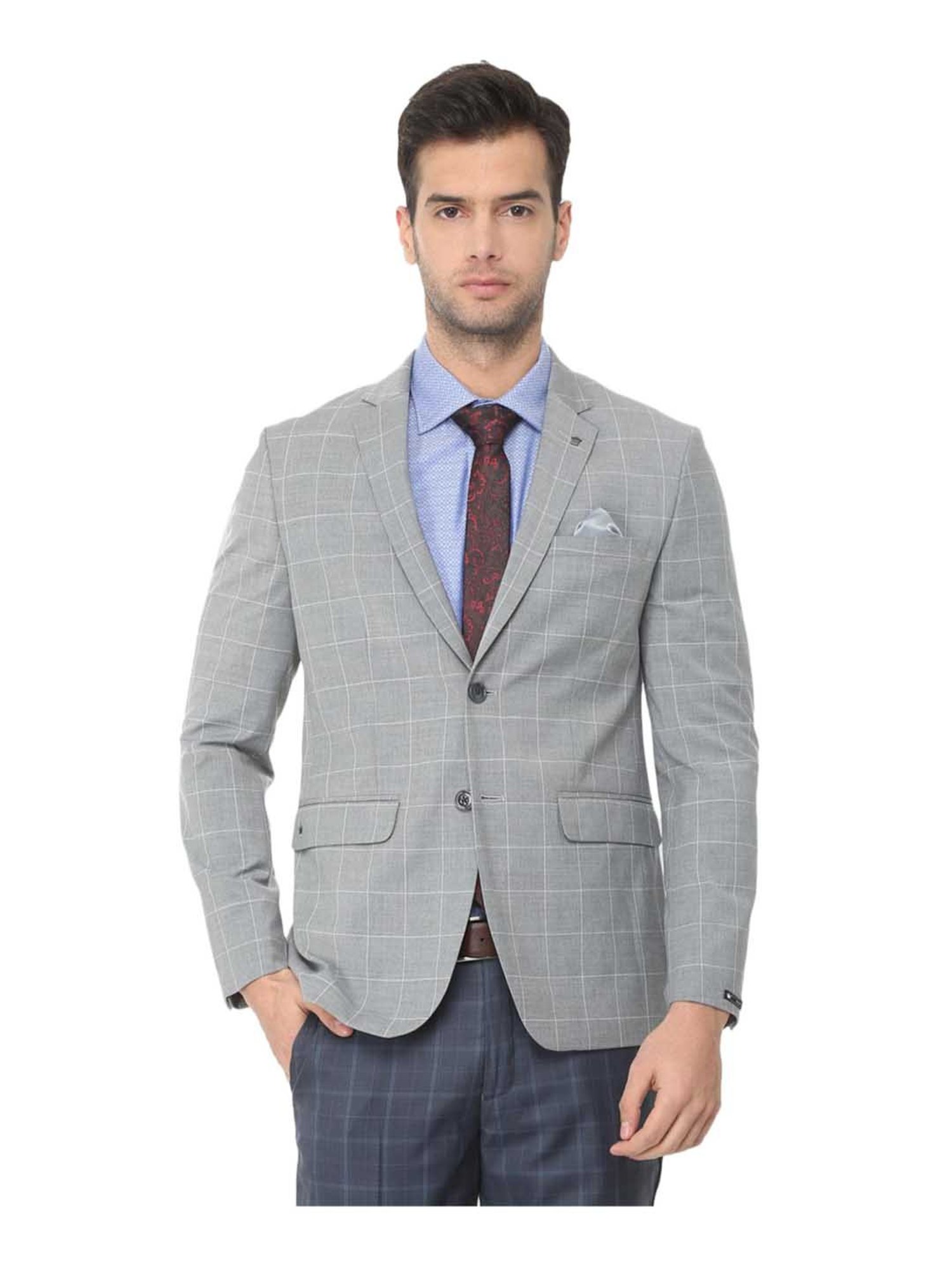 Buy Louis Philippe Grey Slim Fit Notch Lapel Check Blazer for Men's Online  @ Tata CLiQ