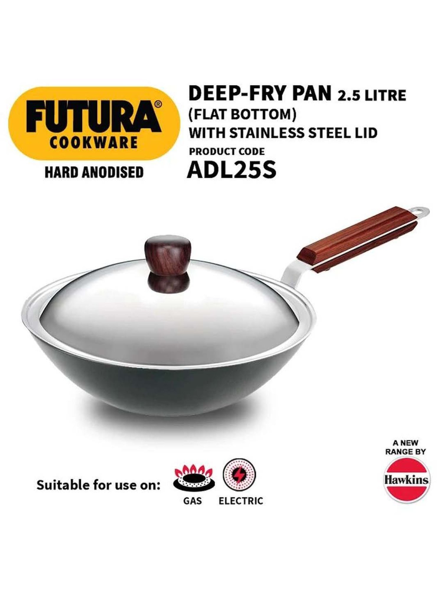 Shop Now Hawkins Futura 1.5 Litre Non-Stick Deep-Fry Pan, Black