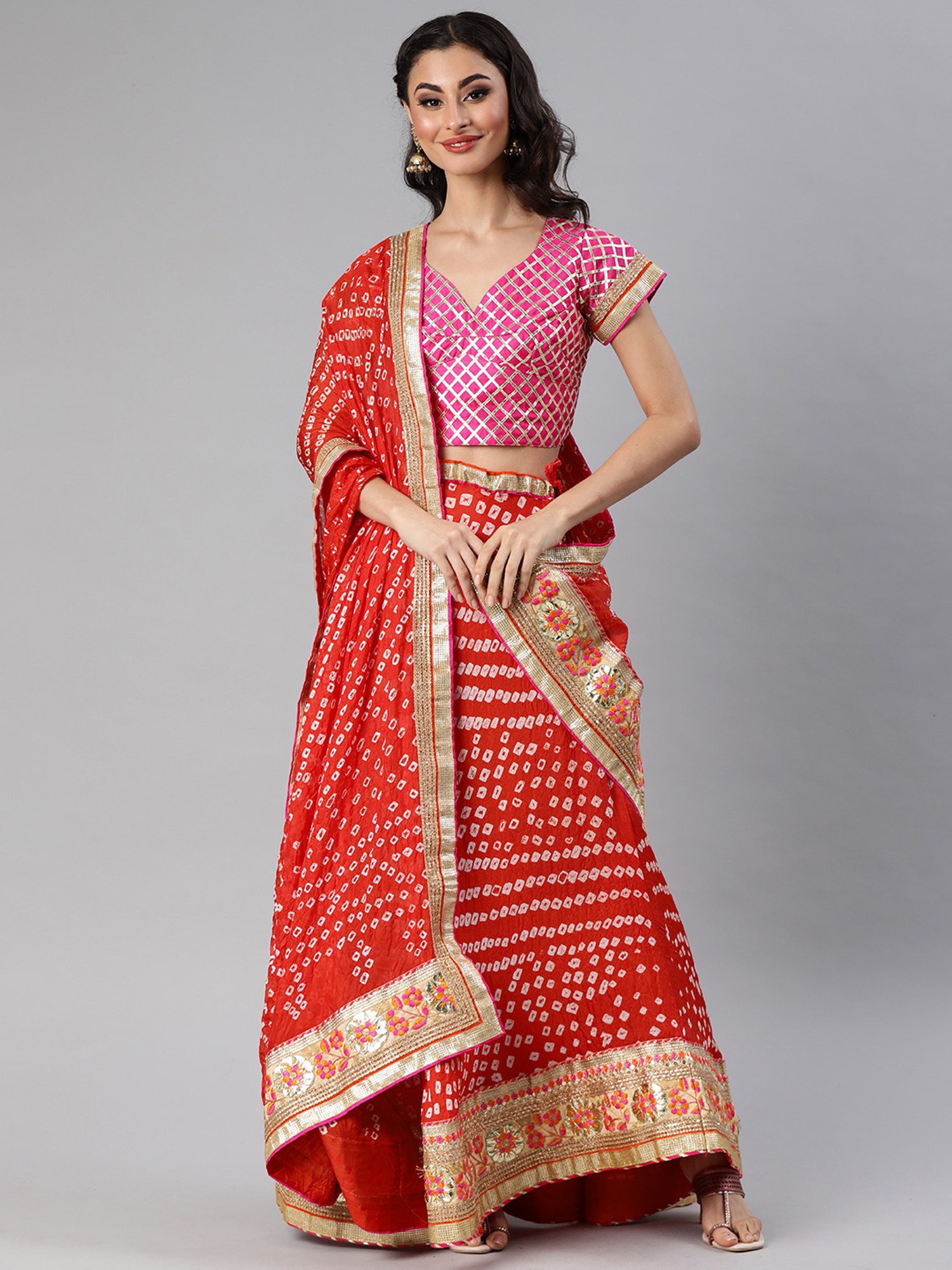Buy Affan Creation Women's Jaipuri Rajasthani Crepe Lehenga (Blue/Pink,  Free Size) - at Best Price Best Indian Collection Saree - Gia Designer