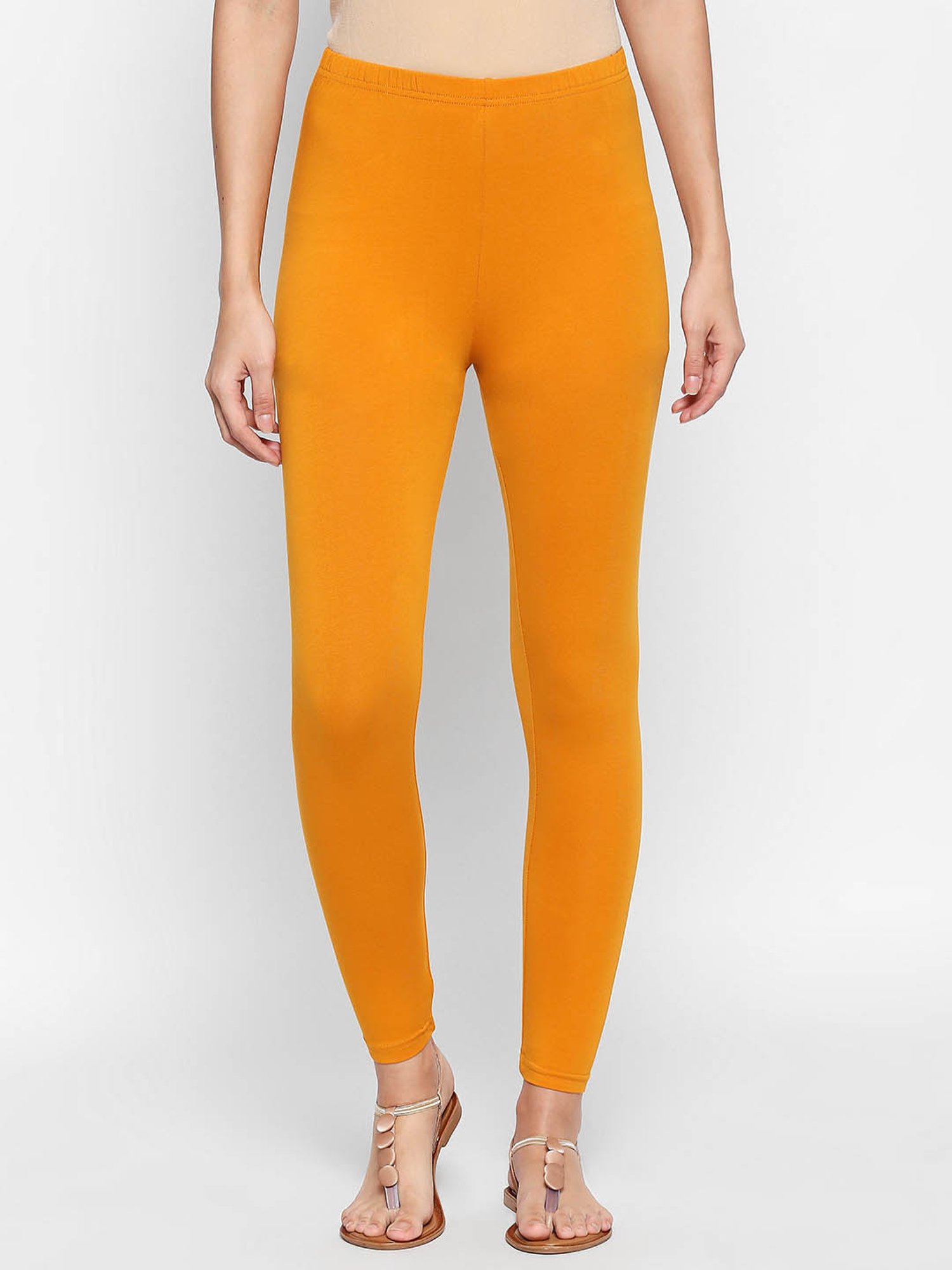 Pantaloons Mustard Mid Rise Leggings 