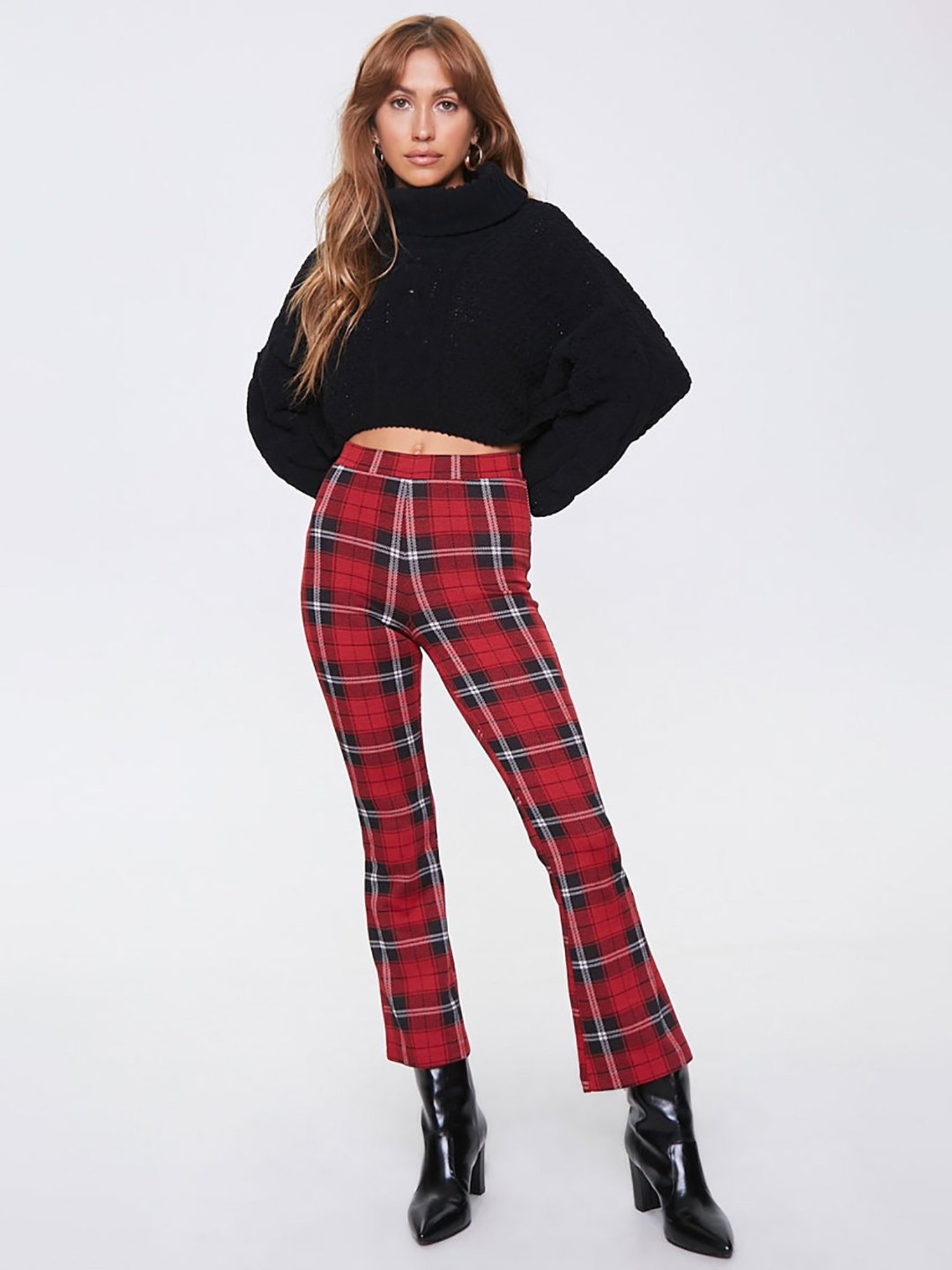 Buy Forever 21 Red  Black Checks Pants for Women Online  Tata CLiQ
