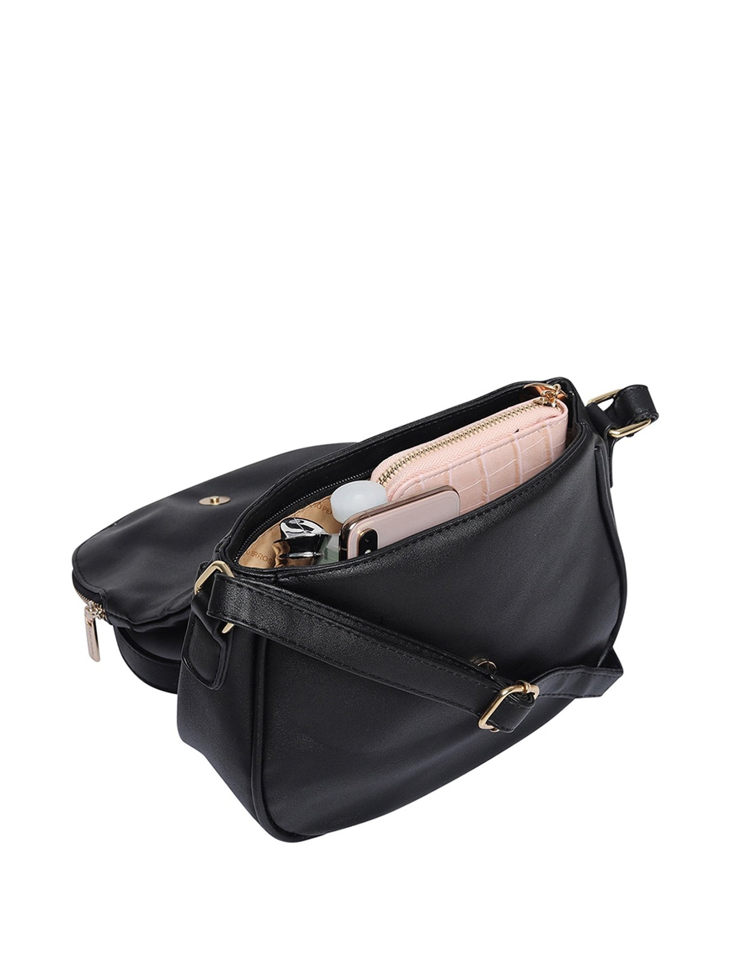 Fossil Preston Leather Small Flap Crossbody in Black