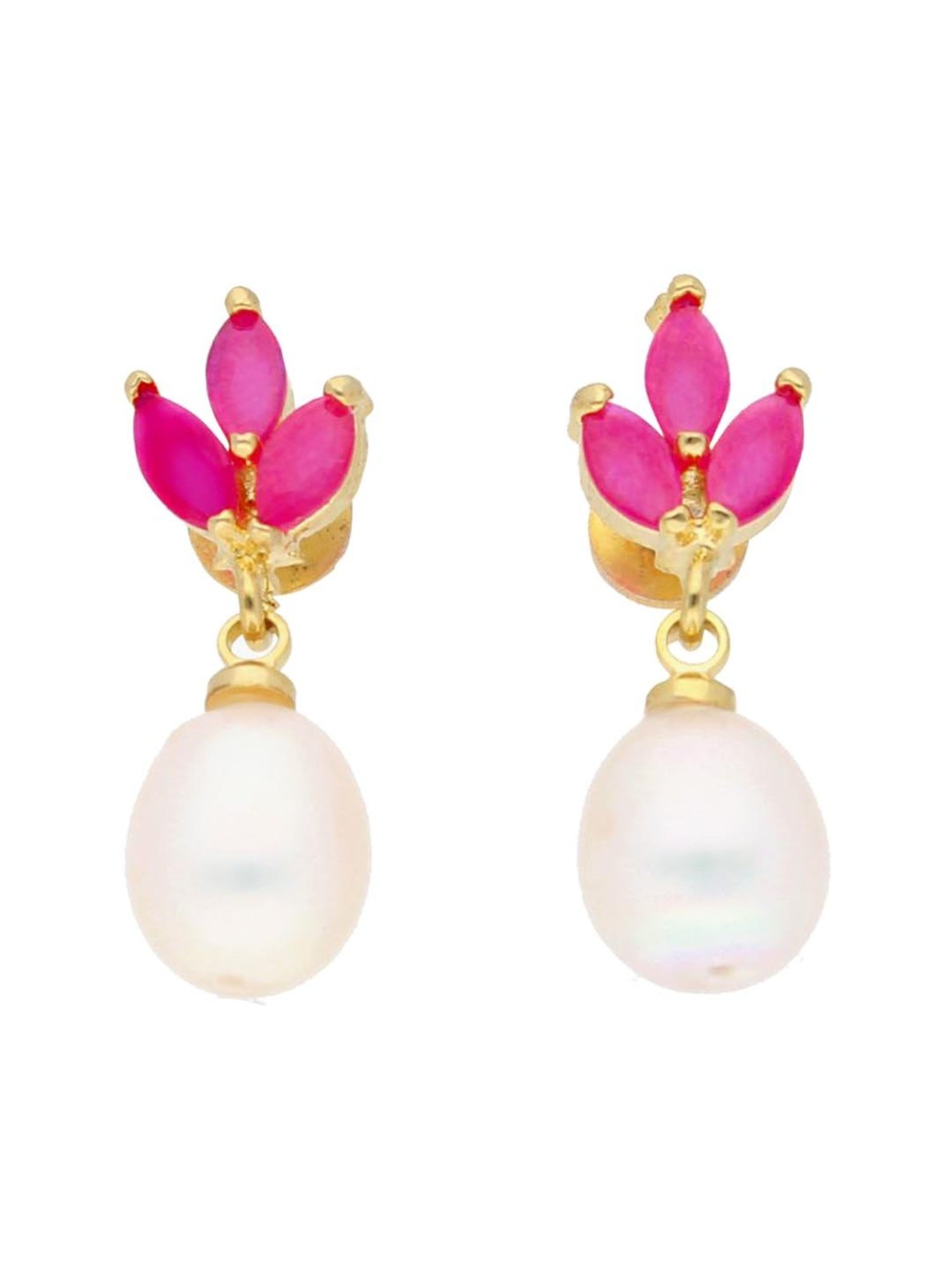 Pink Freshwater Pearl Leverback Earrings 8-8.5mm On 9K Yellow Gold