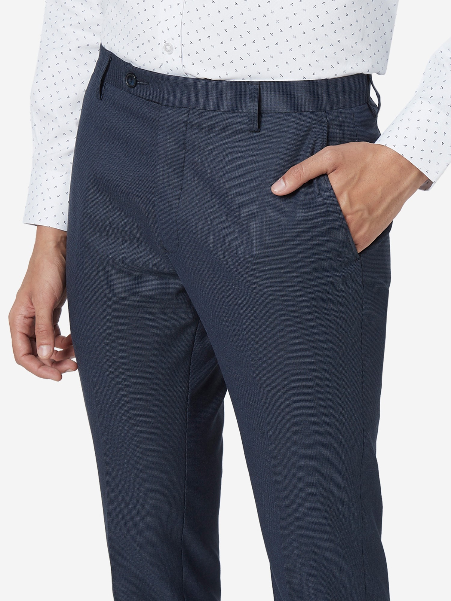 CARROT FIT TROUSERS WITH TABS AT HEM - Navy blue