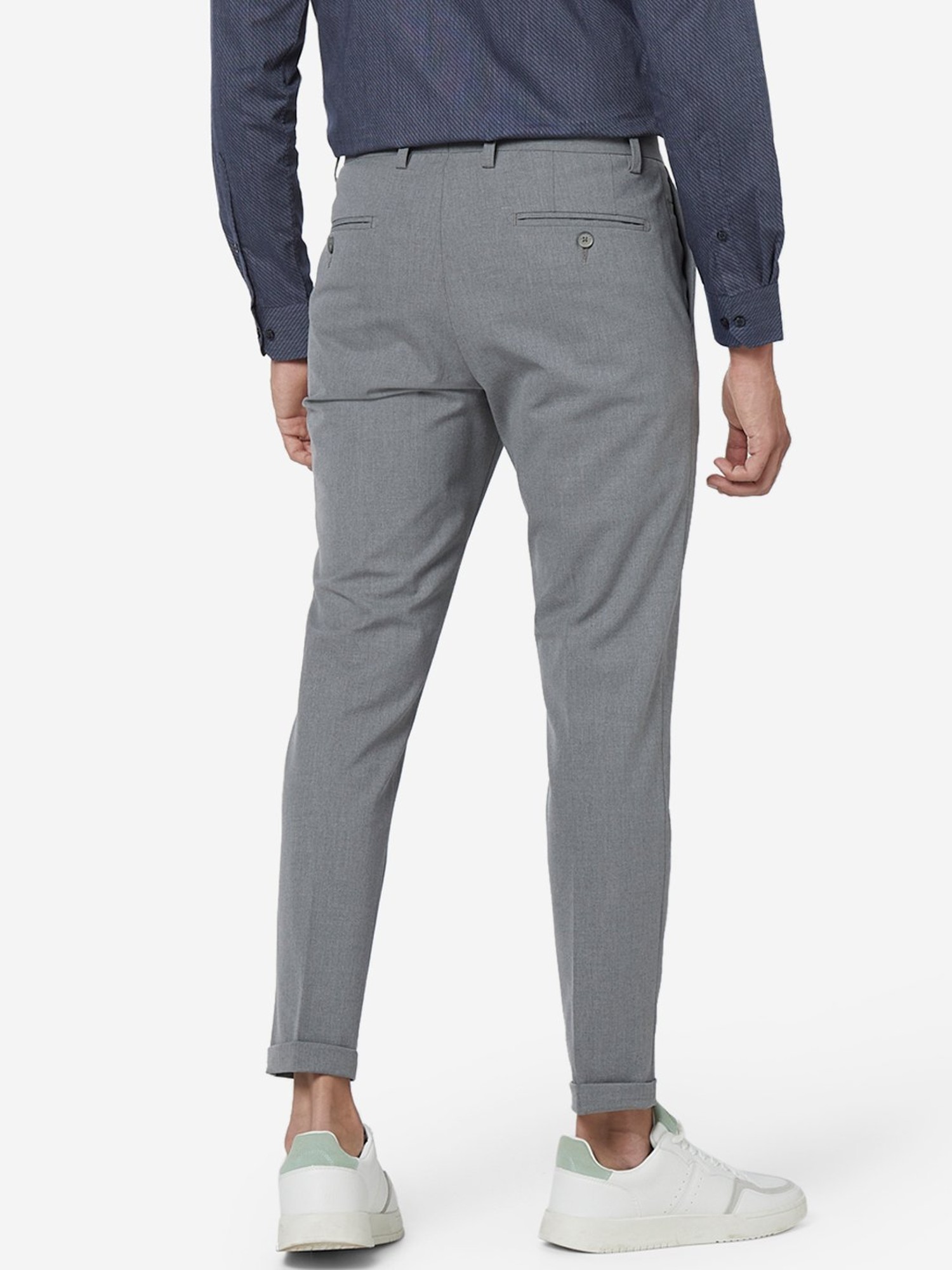 WES Formals by Westside Navy Slim Tapered Fit Trousers