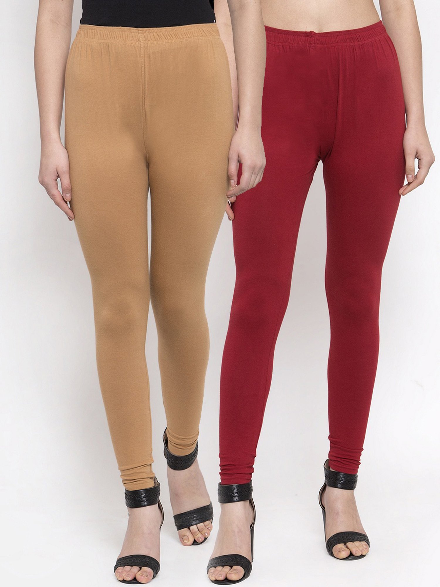 Buy TAG 7 Red & Brown Leggings - Pack of 2 for Women's Online