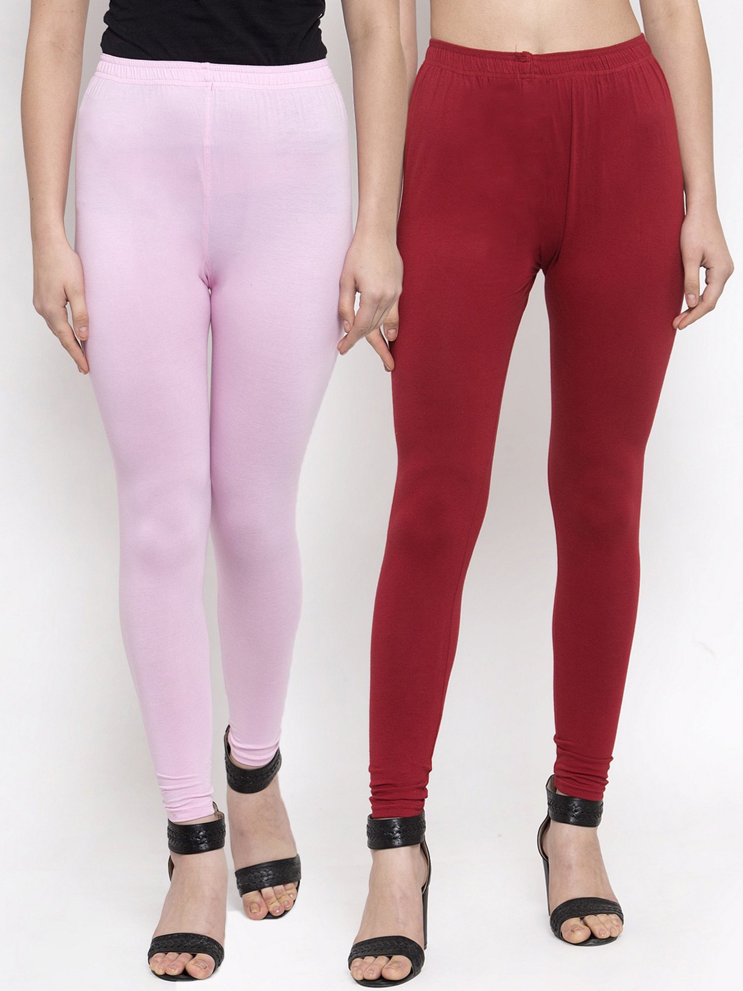 Buy TAG 7 Red & Light Pink Leggings - Pack of 2 for Women's Online