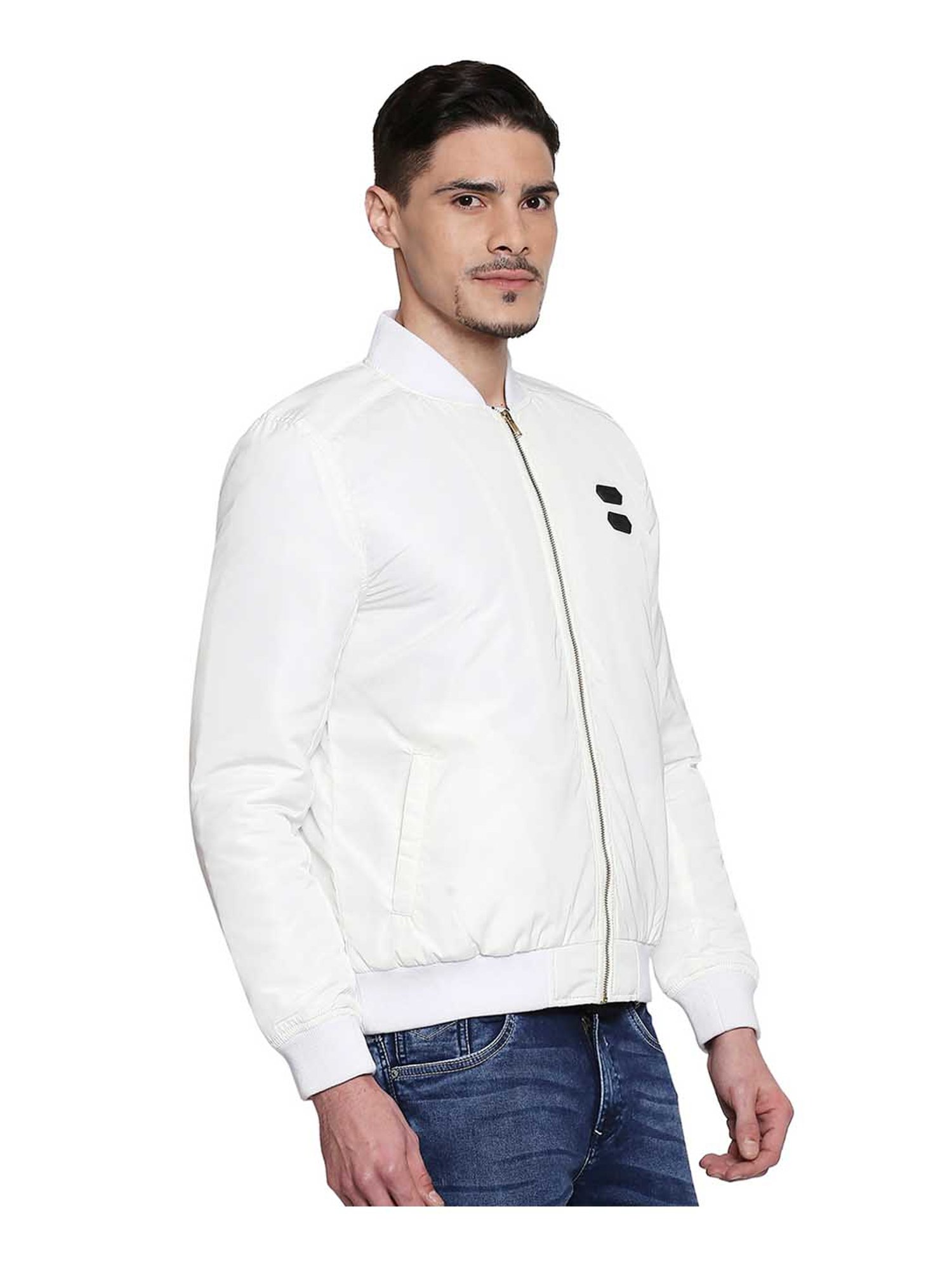 Buy Louis Philippe Sport Men White Solid Bomber Jacket - Jackets for Men  2052652 | Myntra