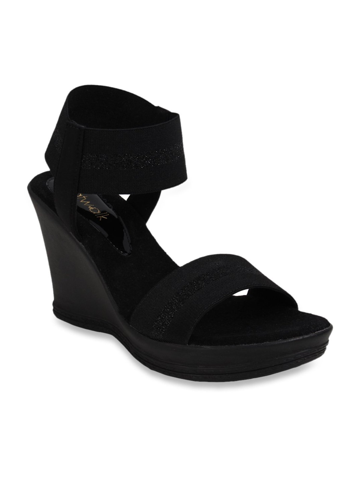 Buy Qupid Women Black Strappy Wedges - Heels for Women 1227413 | Myntra