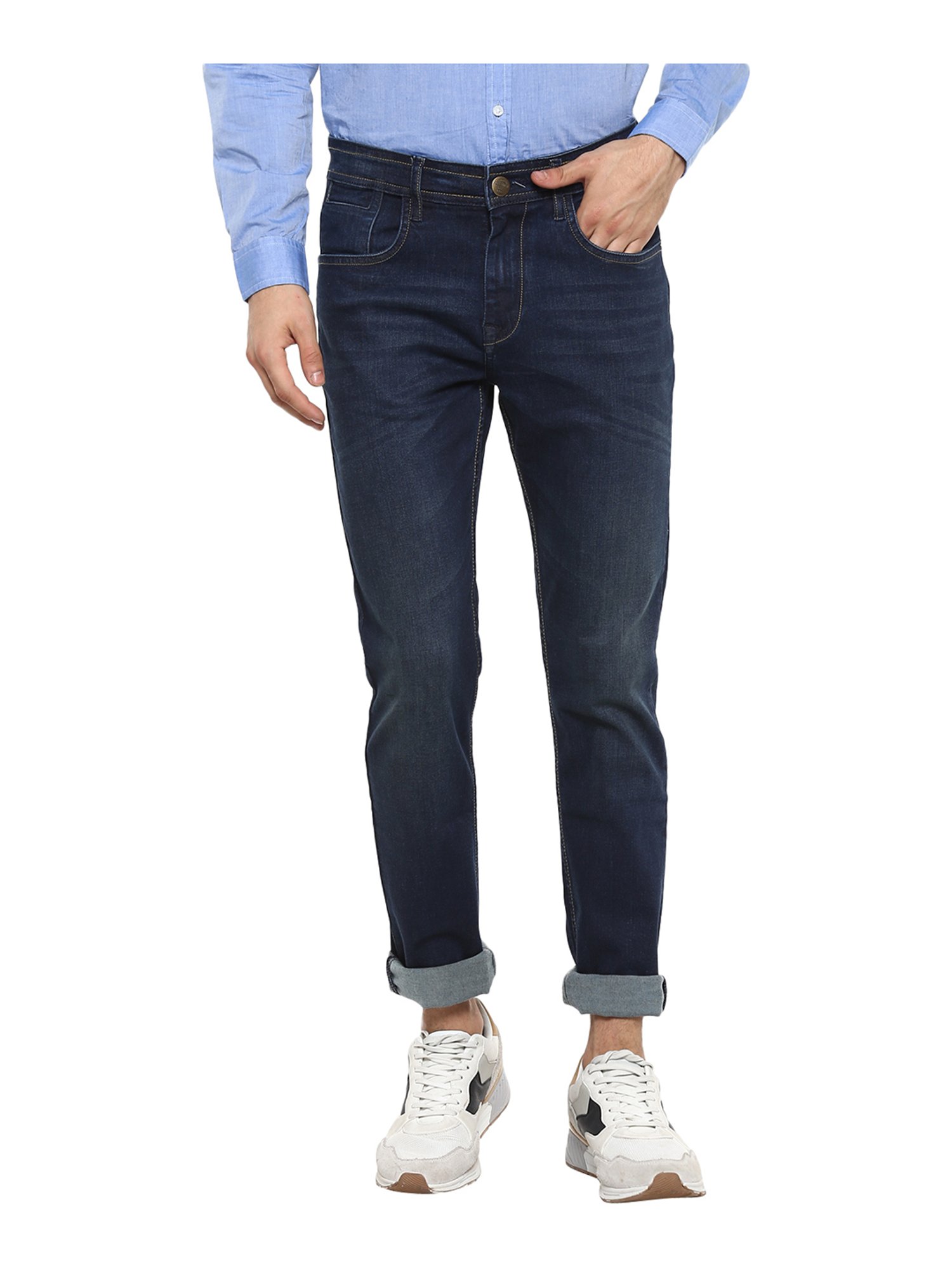 Buy Men Navy Skinny Fit Dark Wash Jeans Online - 741573 | Allen Solly