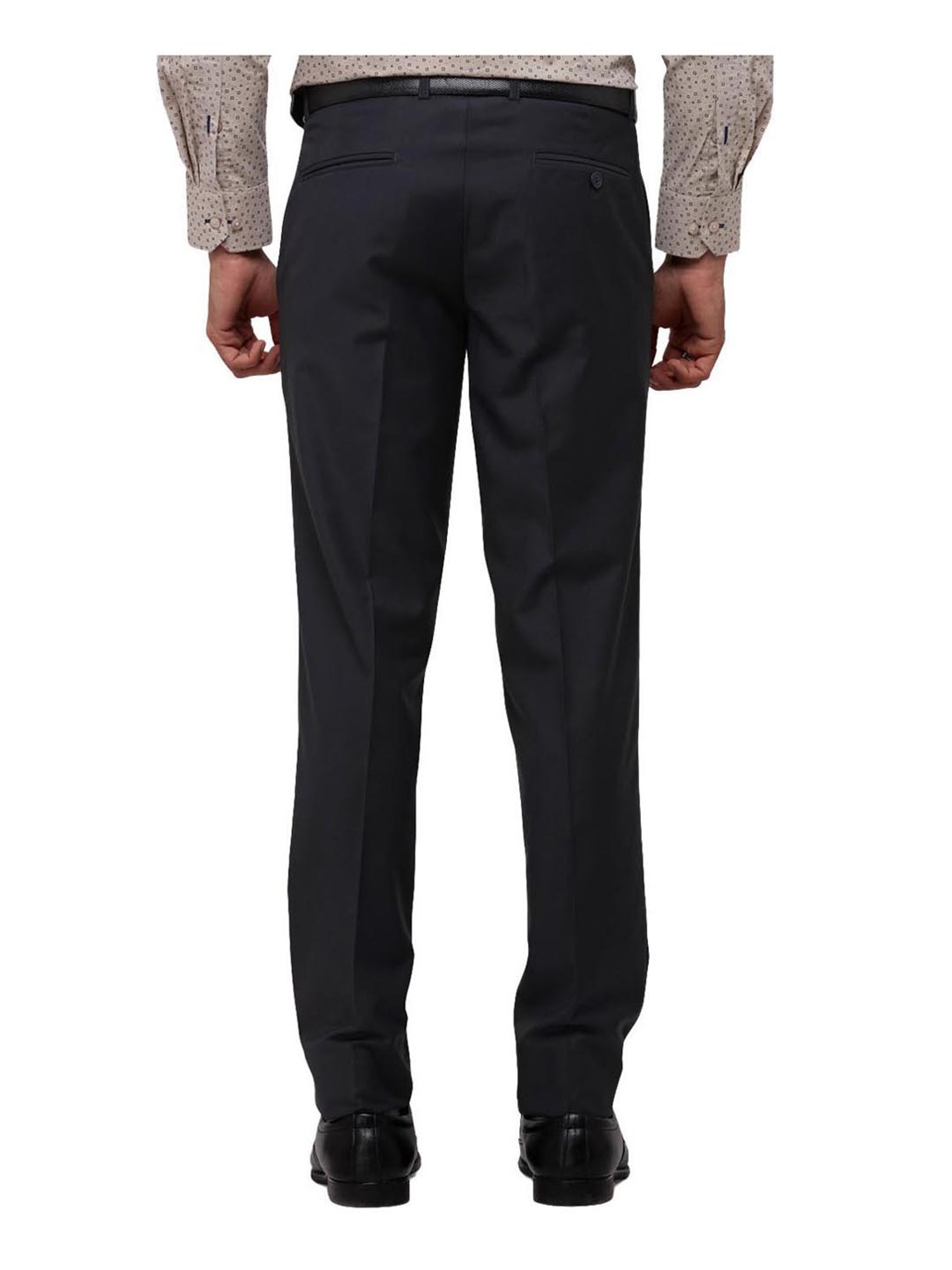 BUY BASICS GREY SATIN WEAVE POLY COTTON TROUSERS ONLINE