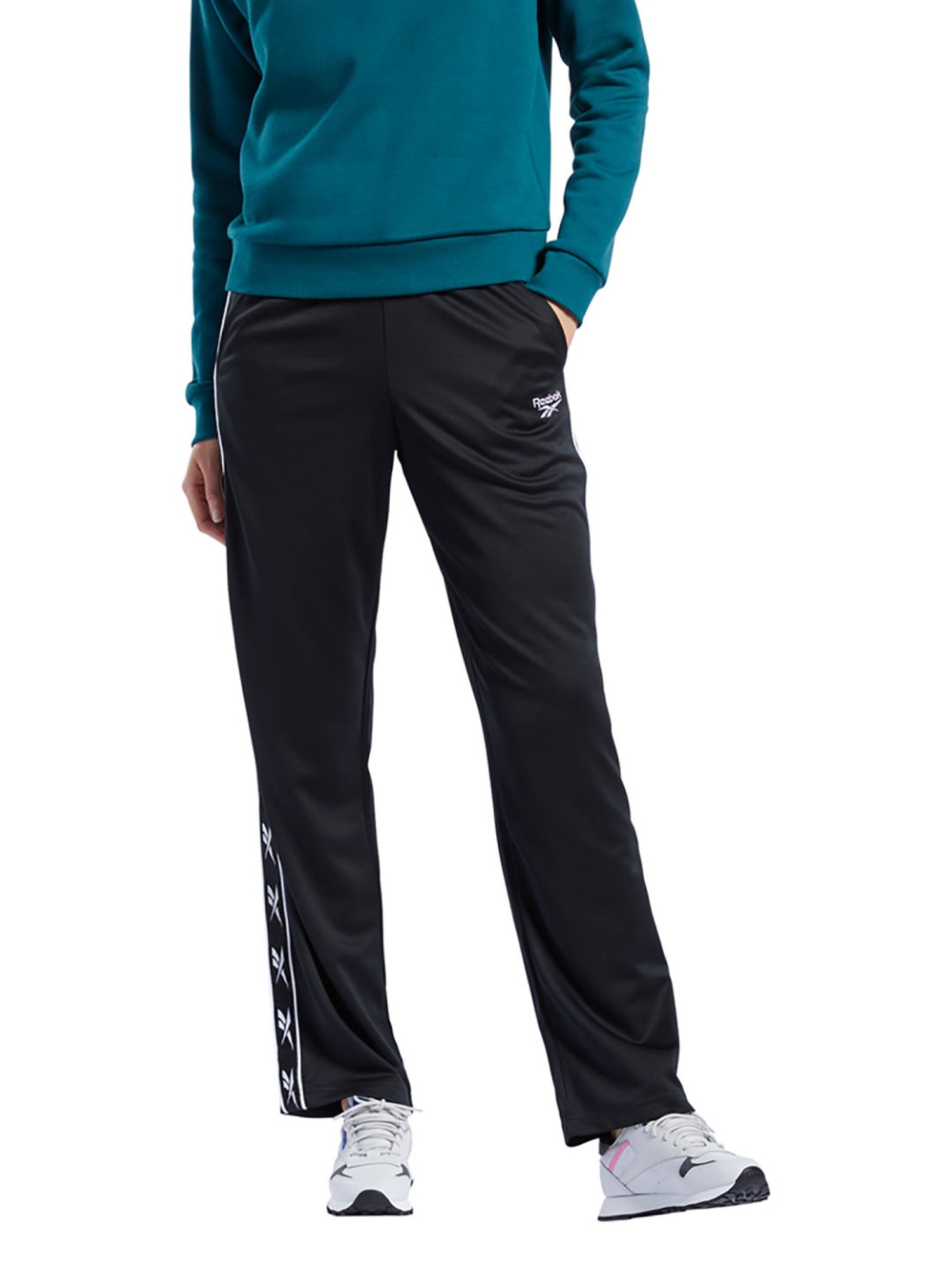 Colourblock Vector Track Pants in BLACK  MILITARY GREEN  Reebok Official  Norway