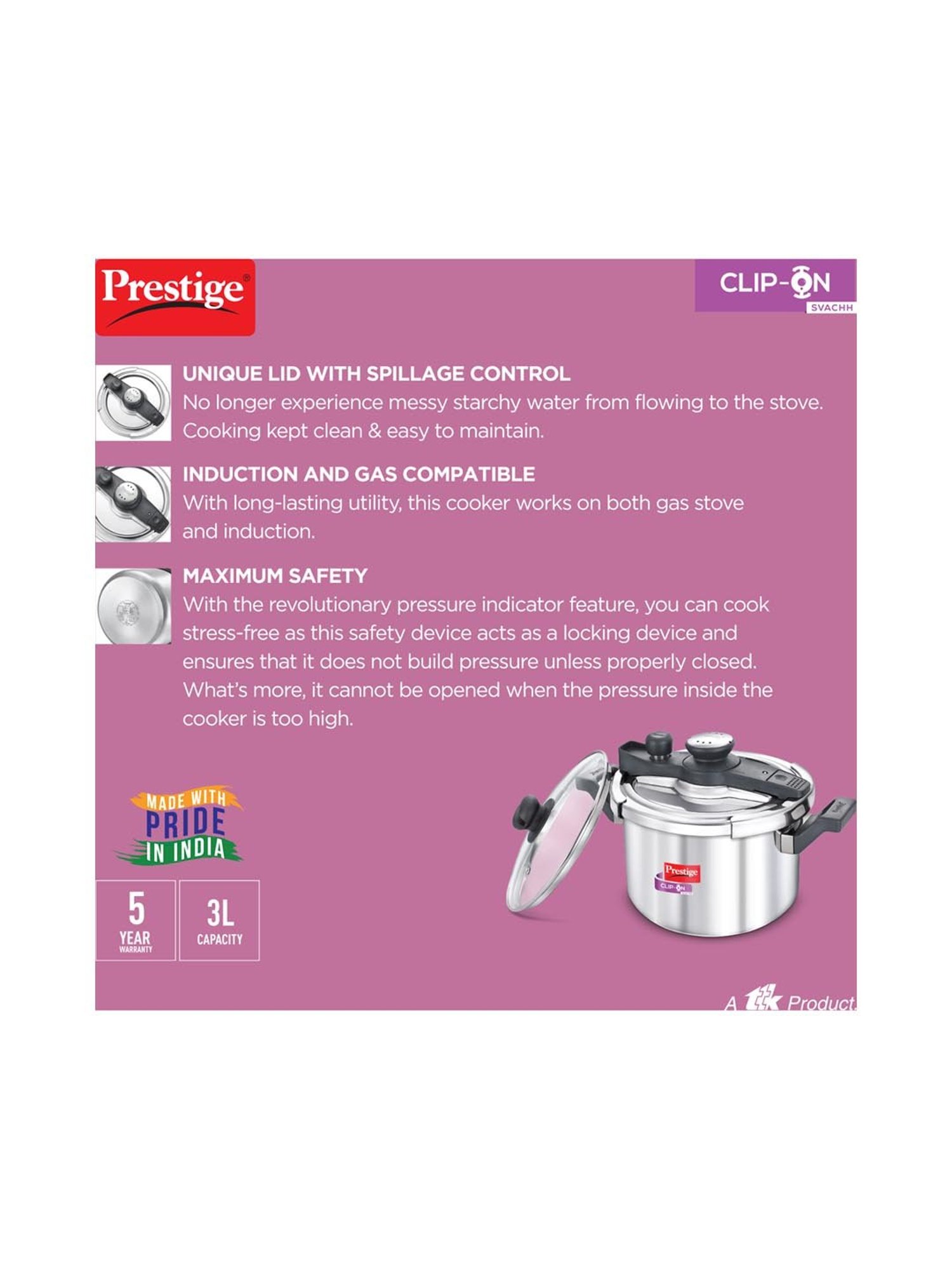 Prestige clip on online cooker 5 litre price