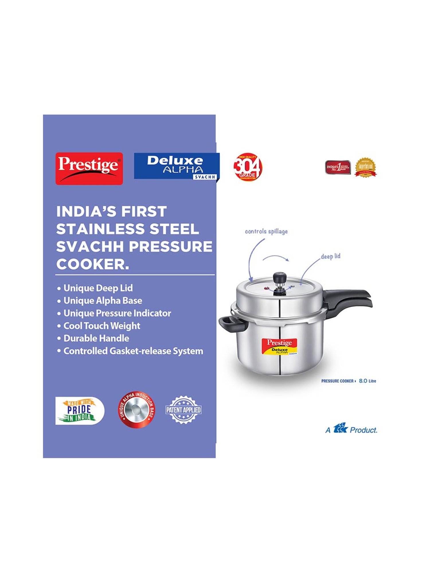 prestige pressure cooker 8 litre