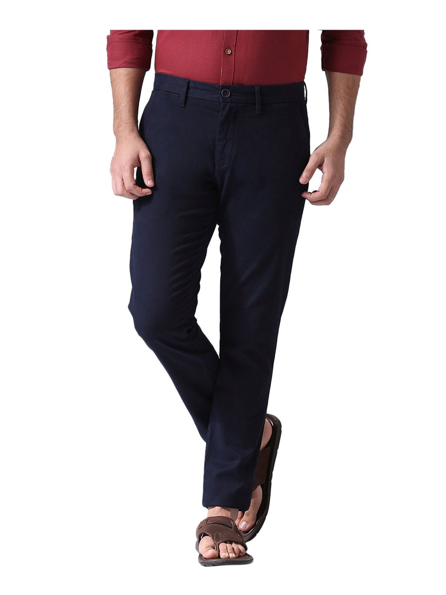 Buy Red Tape Khaki Mid Rise Flat Front Trousers for Men Online  Tata CLiQ