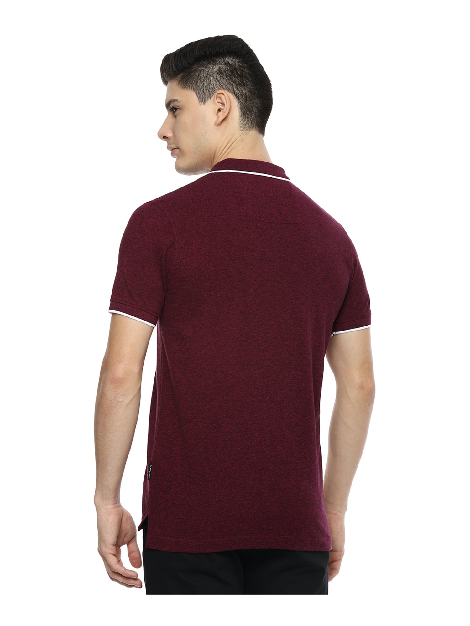 Van Heusen Flex Men Maroon Brand Logo Detail Polo Collar T-shirt - Price  History