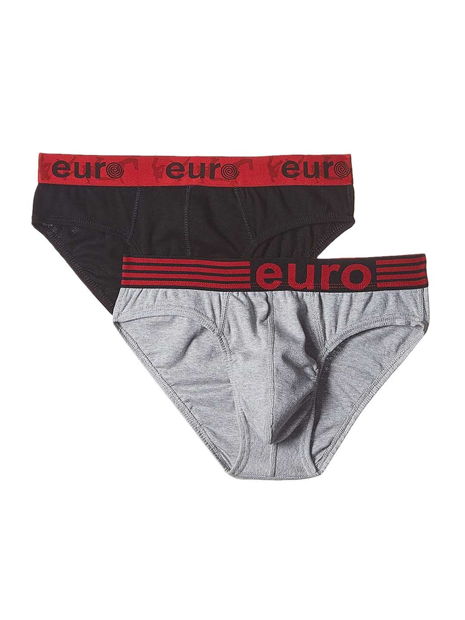 Buy Euro Black & Grey Regular Fit Briefs (Pack of 2) for Men