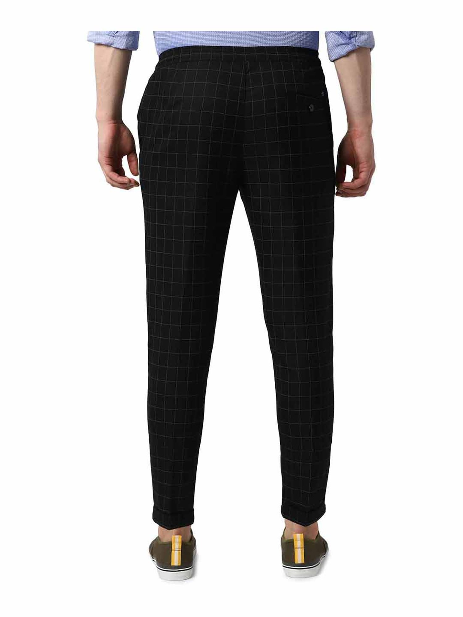 Buy Peter England Dark Blue Carrot Fit Formal Trousers - Trousers for Men  814486 | Myntra