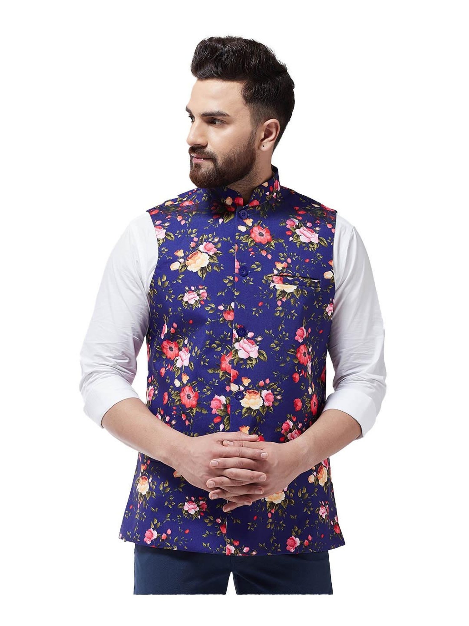 Embroidered Floral Silk Nehru Jacket , Men's Bandi – Taroob® Official Site