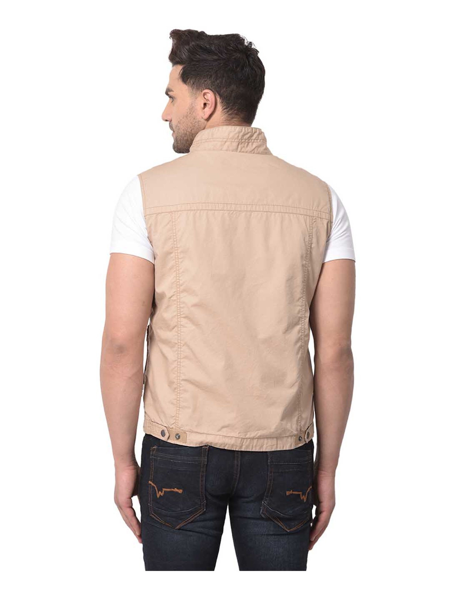 Buy Beige Solid Quilted & Bomber Sweat Jacket online | Looksgud.in