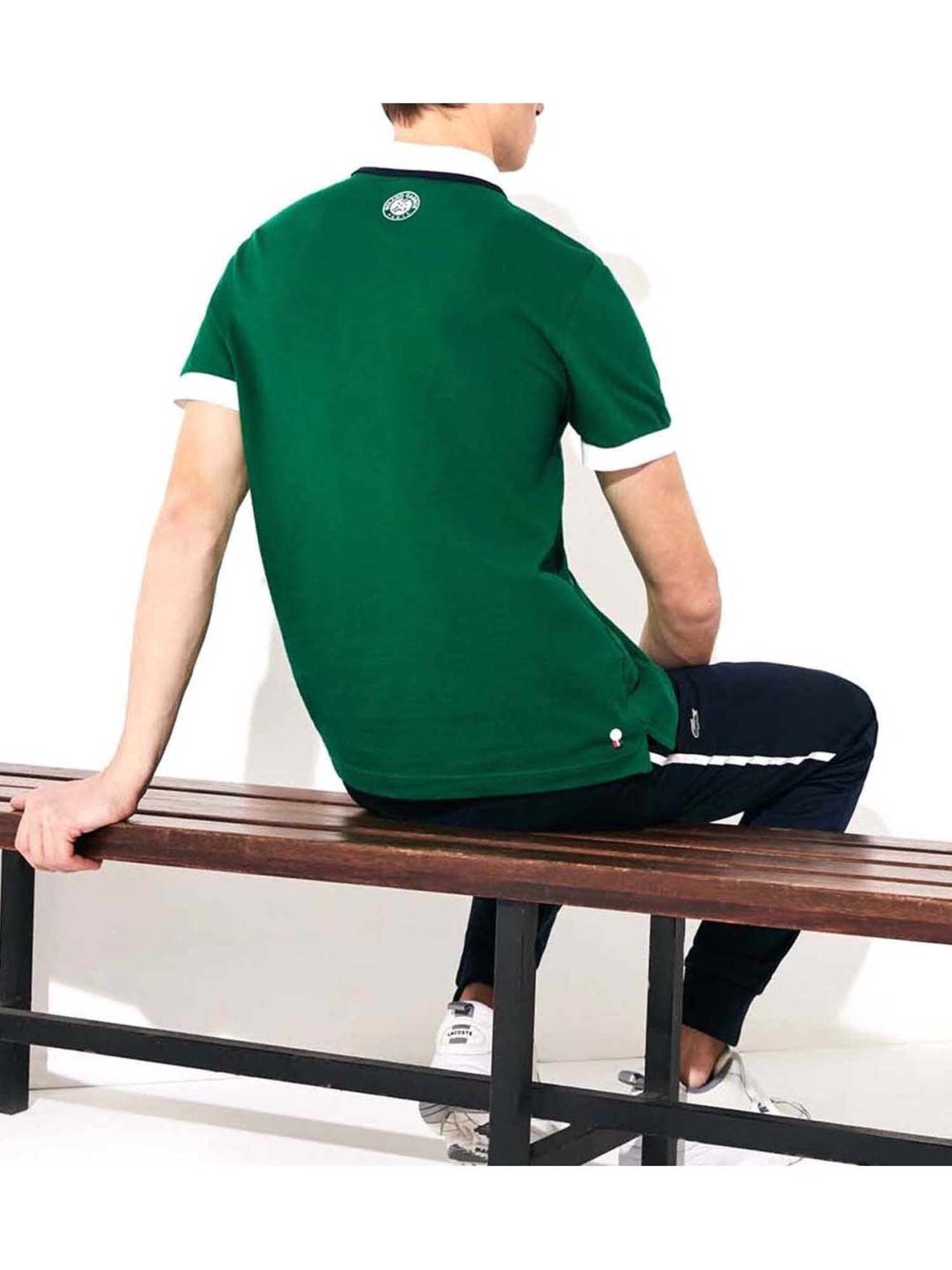 Lacoste x Roland Garros cotton polo shirt with plant motif - green