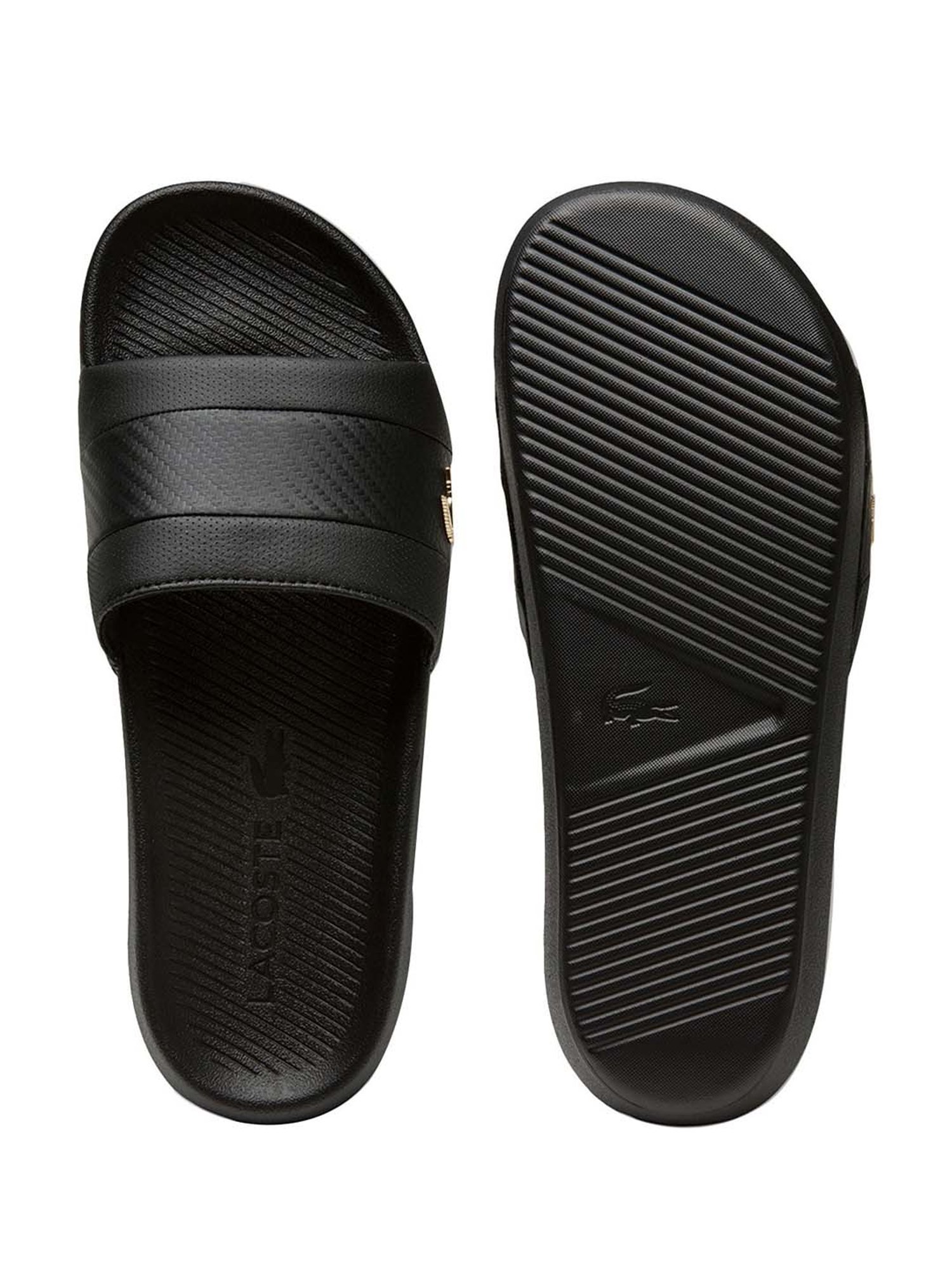 Lacoste croco slide discount black