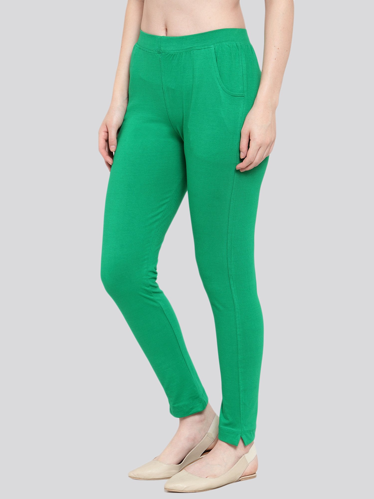 Buy TAG 7 Green Cotton Leggings - Pack Of 2 for Women Online