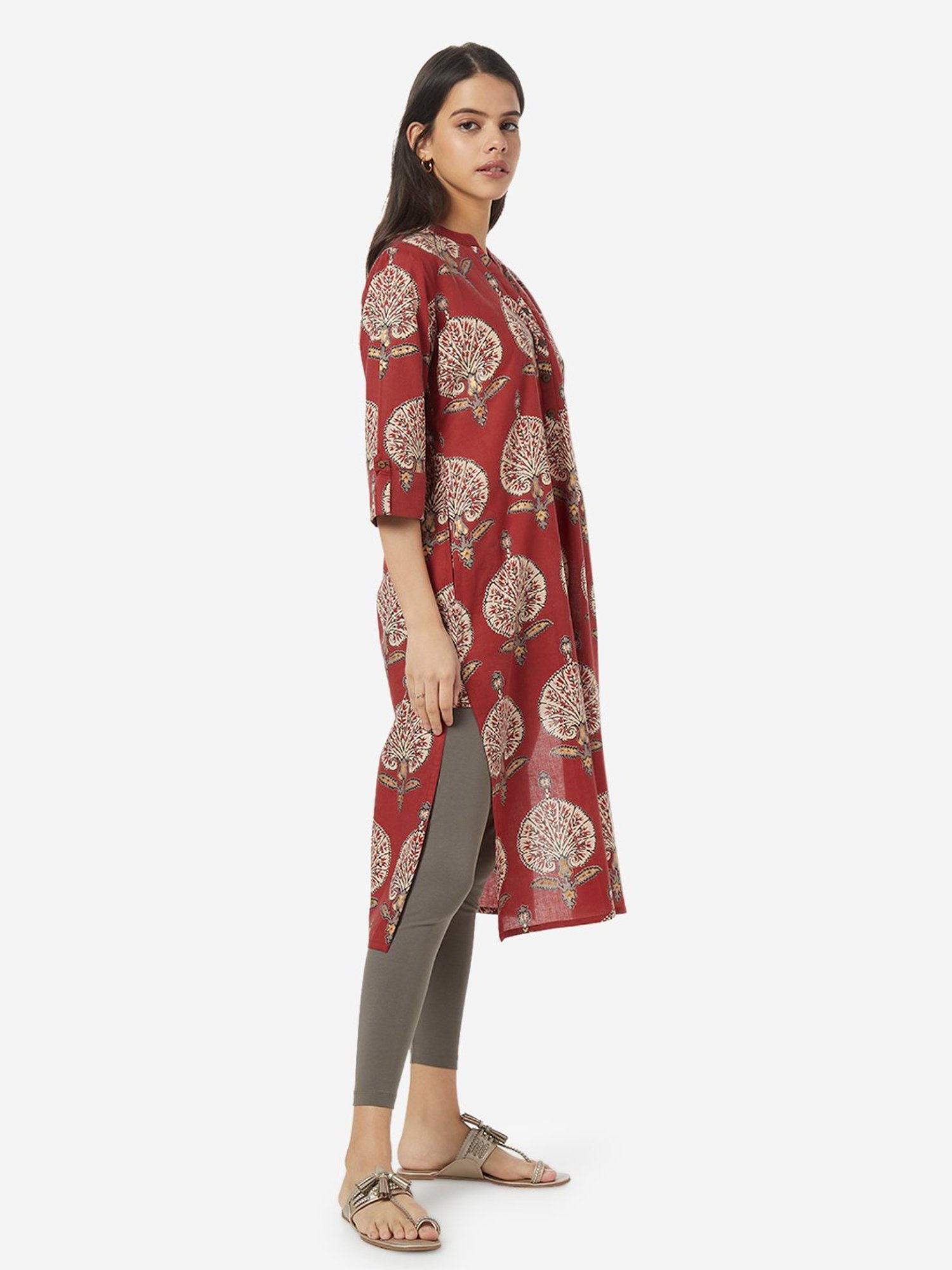 Buy Utsa by Westside Yellow Floral-Printed Fit-And-Flare Kurta for Online @ Tata  CLiQ