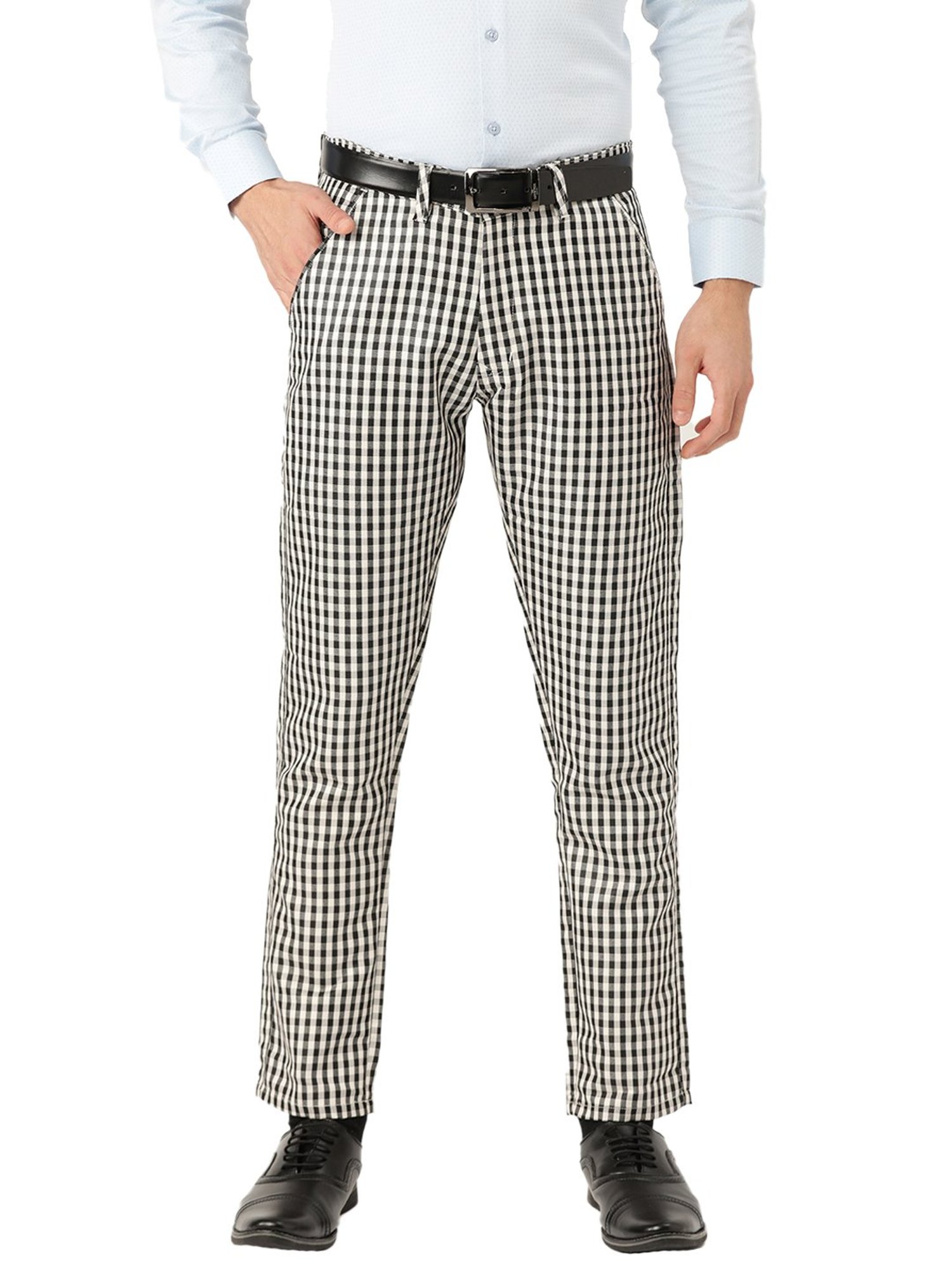 Buy Sojanya Black  White Checks Trousers for Men Online  Tata CLiQ