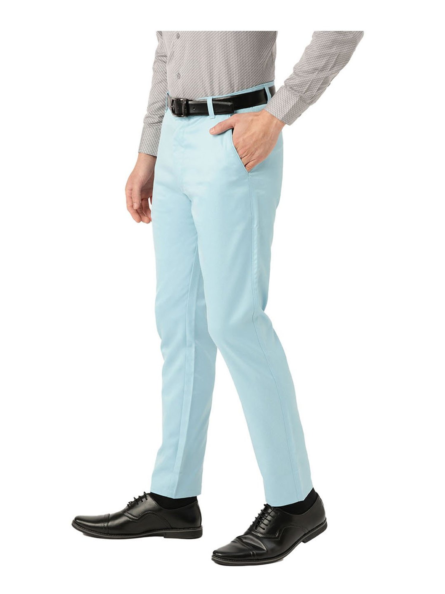 Code by Lifestyle Light Blue Regular Fit Trousers