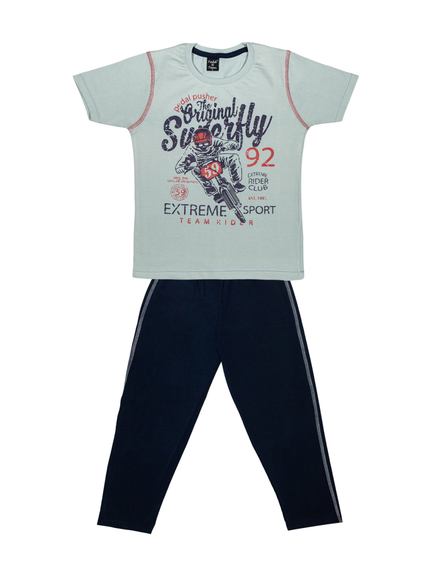 Buy Todd N Teen Kids Ash Blue Graphic Print TShirt  Pants for Boys  Clothing Online  Tata CLiQ
